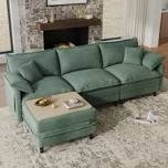 108'' comfy  l shaped sectional modular deep cloud sofa with ottoman- premium fabric