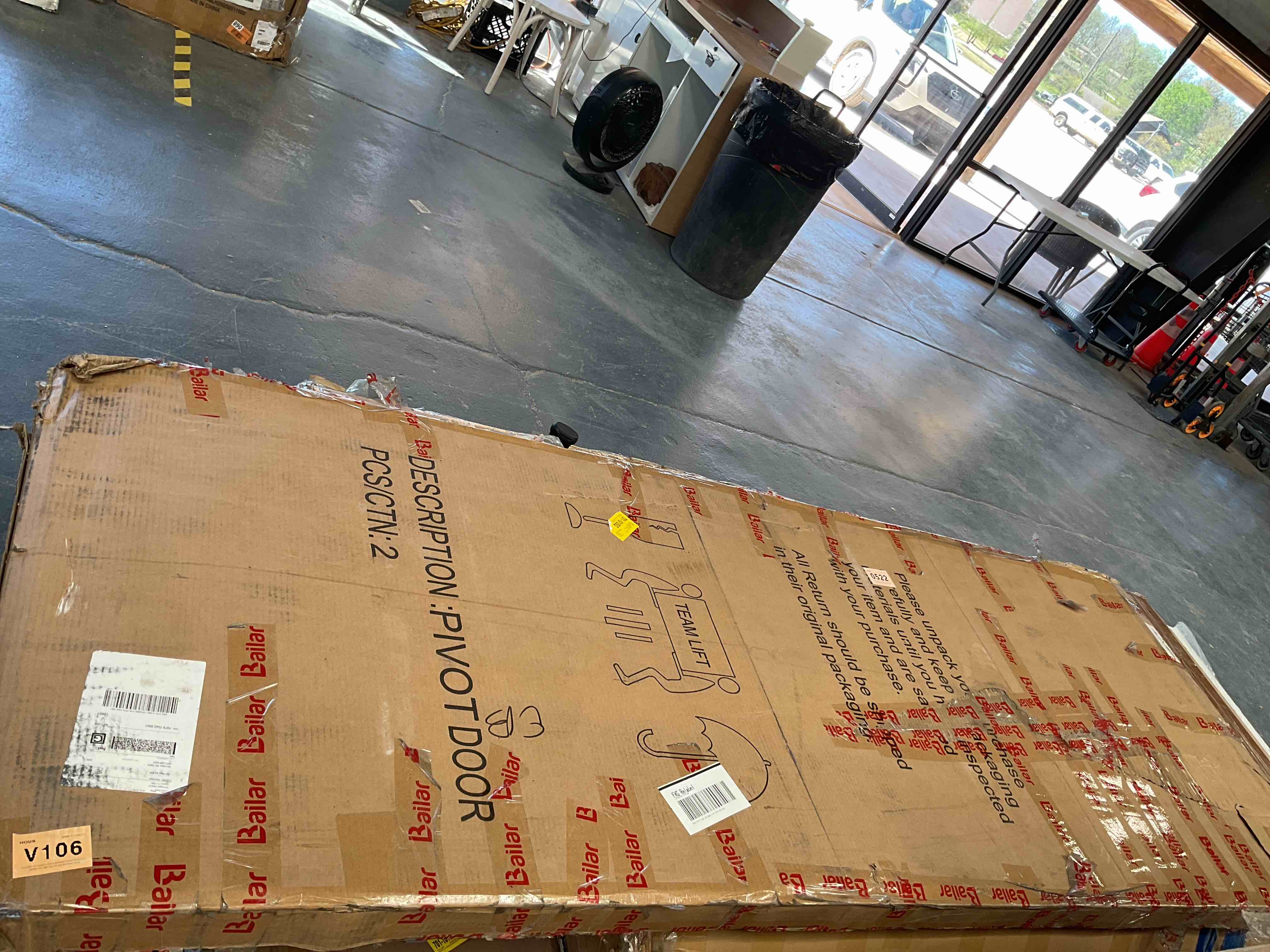 Condition photo showing Good Condition for 1 lite mirrored french-pivot door with hardware (include handles)