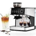 15bar semi-automatic espresso machine: 30-grind settings & milk frother wand, 77.8oz large water tank!