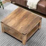 zara square coffee table with 2-tier storage shelves