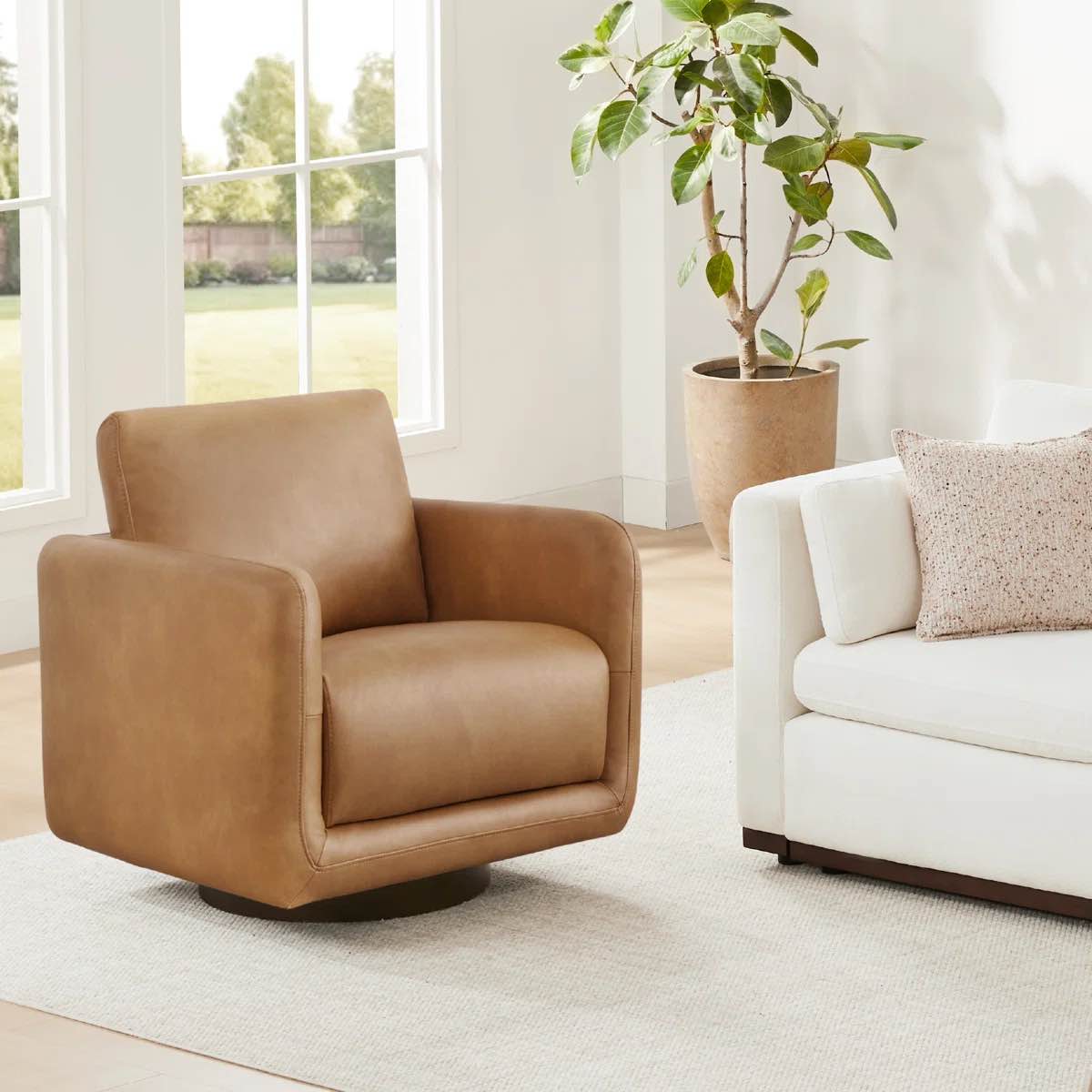 Assiatou 30'' W Upholstered Swivel Armchair With Wooden Base