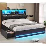 upholstered bed frames with stylish bookcase headboard