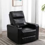 Black recliner with cupholders