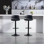 modern adjustable swivel bar stools, pu leather counter barstool with back, kitchen island chairs with large base(set of 2)