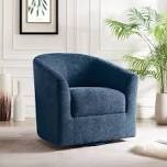 Rounded back armchair, blue