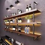 large wine rack with led light wall mounted wine rack, 3-tiers liquor bottles floating shelves display storage organizer for home bar & dining room