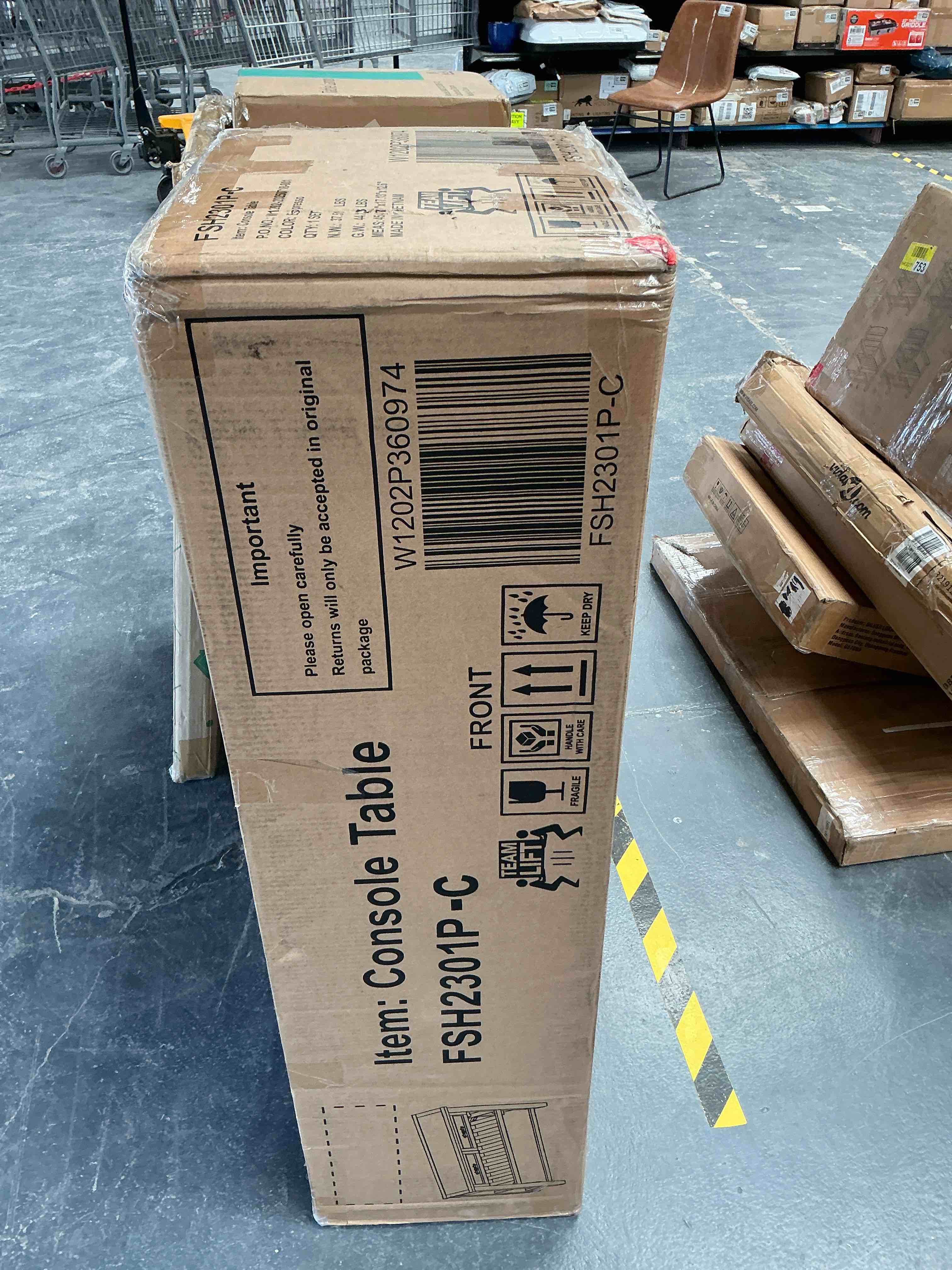 Condition photo showing Good Condition for kinzee mid-century console table with 2 drawers & shelves - 42" solid wood & mdf buffet sideboard for living room, entryway, or dining room