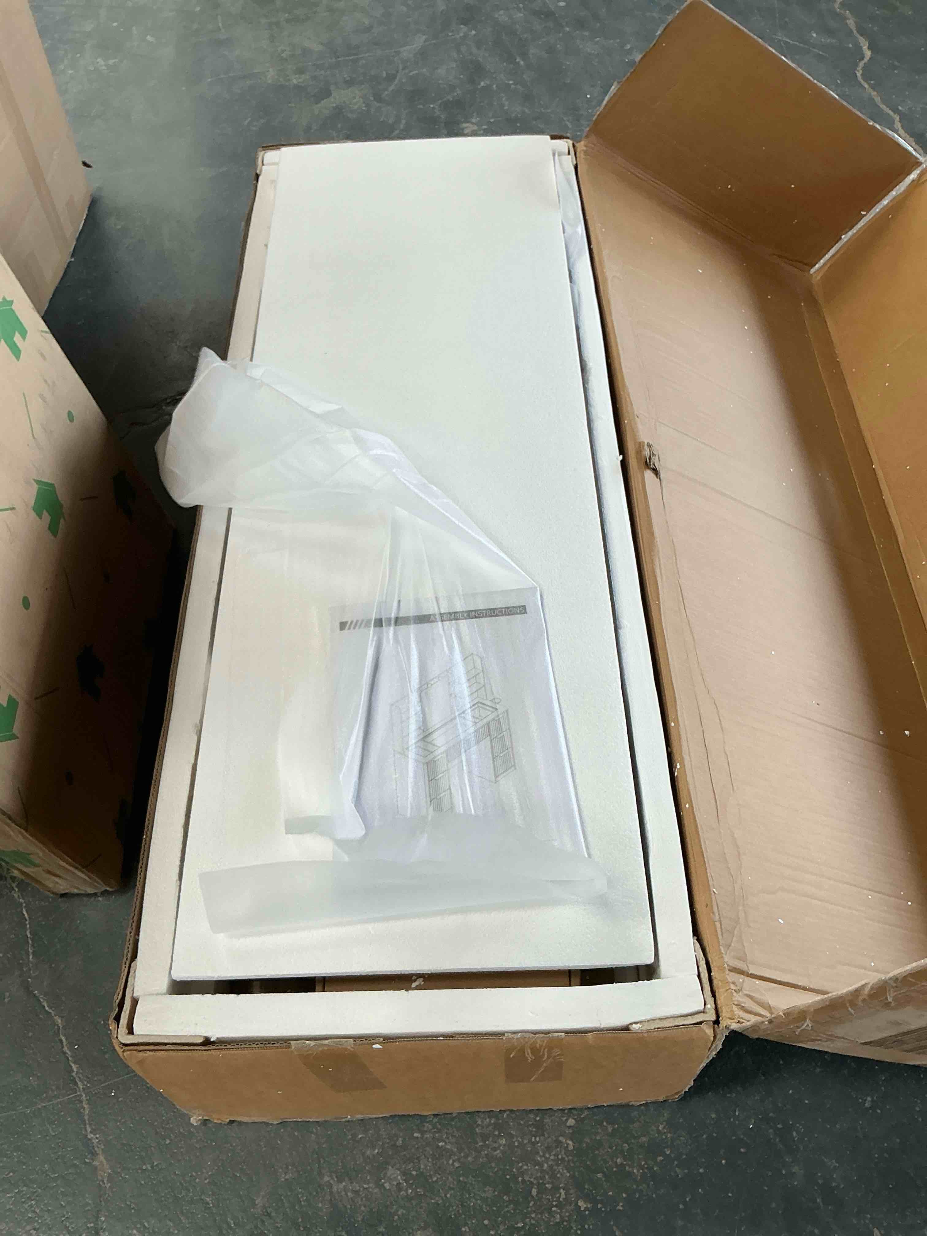 Condition photo showing Good Condition for white makeup vanity desk with lighted mirror 