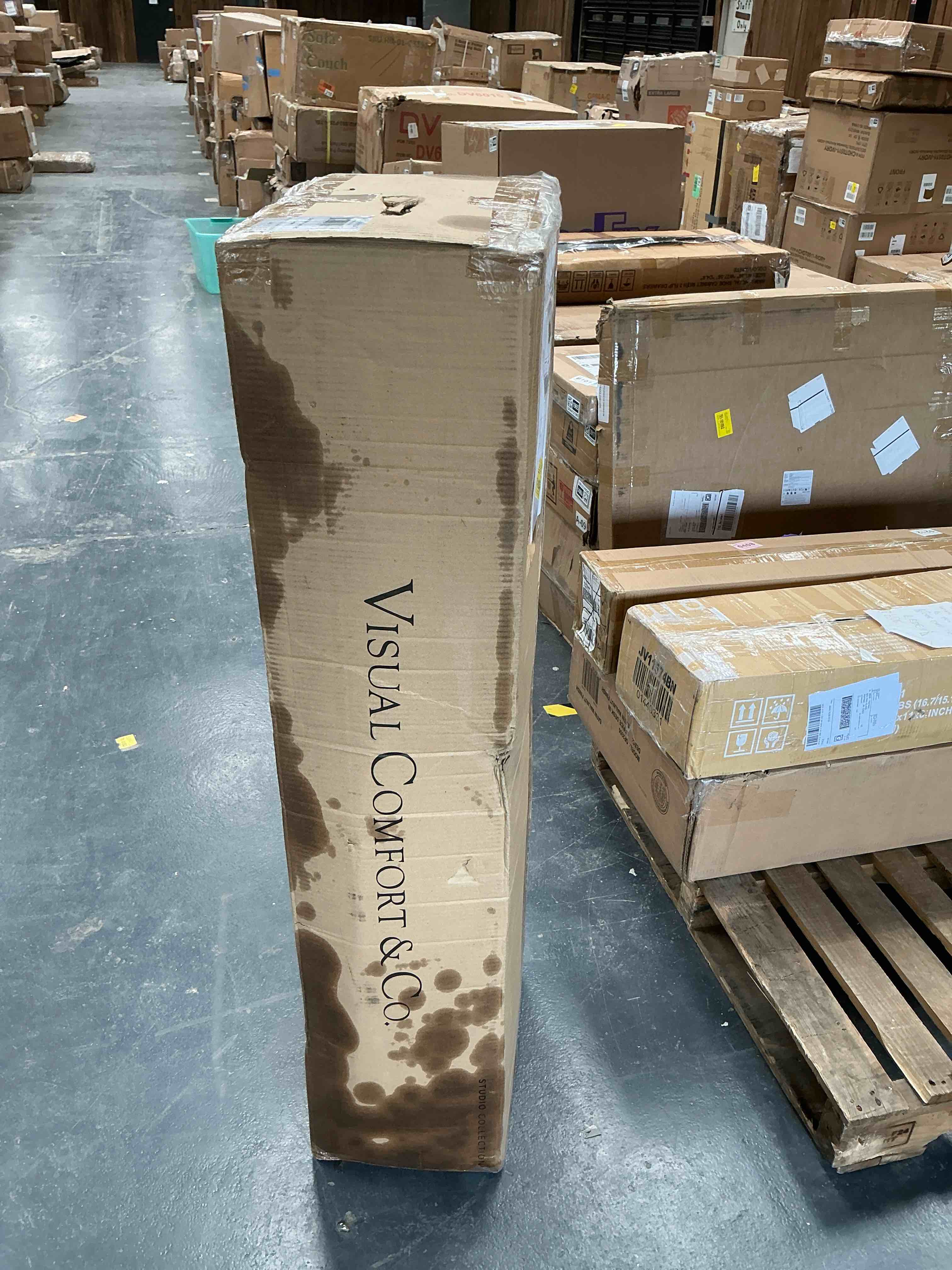 Condition photo showing Good Condition for belmont 10.25 in. w x 71.125 in. h 1-light burnished brass dimmable task standard floor lamp with white linen shade