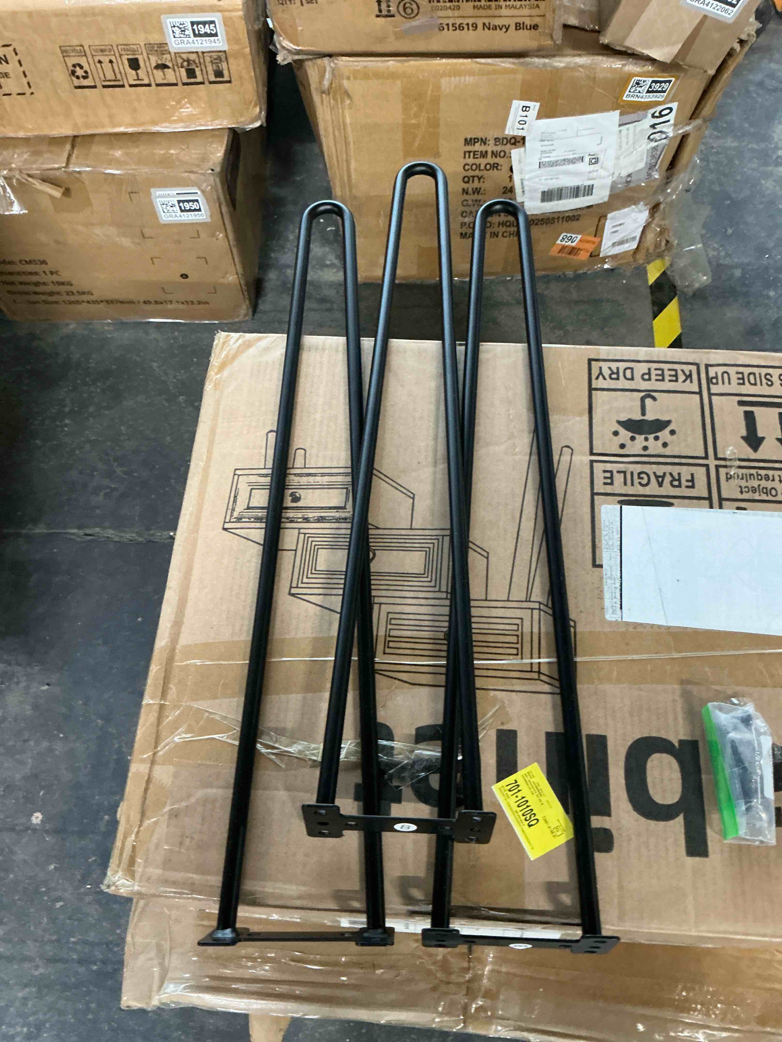 Three Table Legs and Hardware 
