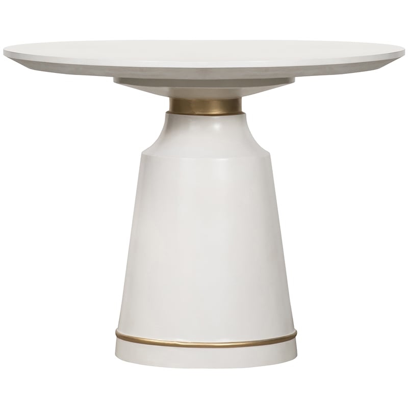 Armen Living Pinni Round Contemporary Stone Dining Table Top in White/Bronze