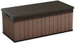keter darwin durable resin outdoor storage and organization deck box for patio furniture and supplies, brown (choose size)