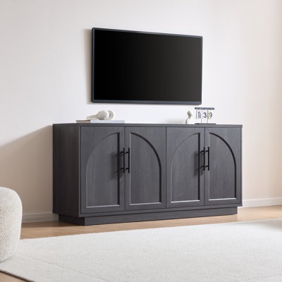 Curved Arch Four Door Sideboard Storage Cabinet with Adjustable Shelves