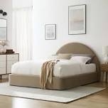 resort performance velvet arched round platform bed headboard