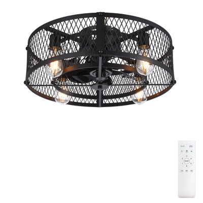 Caged ceiling fan with lights