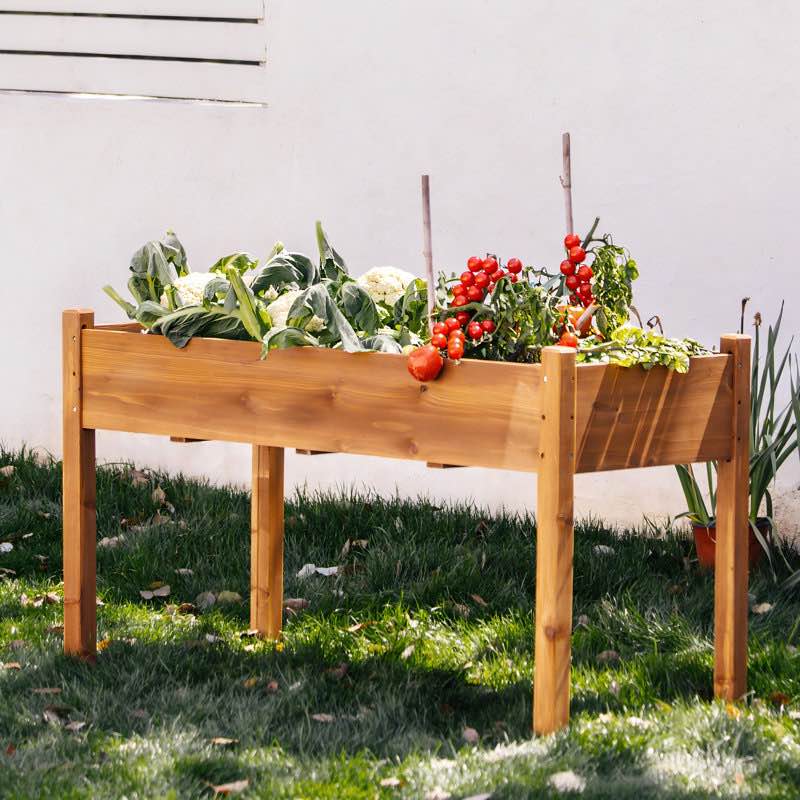 49.6"w 100% cedar wood raised garden bed with non-woven liner
