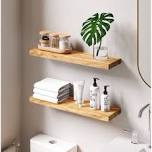 Jorgensen 2 Pieces  Pine Solid Wood Floating Shelves for Wall Decor, Kitchen, Bathroom, Workspace, Thick