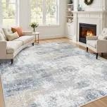elroy modern abstract machine washable area rug with non-slip rubber backing
