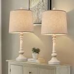 2 farmhouse style wood lamps