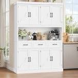 75.7" large wood kitchen pantry cabinet