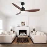loritta 52'' 3 - blade large indooor ceiling fan with light kit and remote, 3 led colors, 6 speed noiseless dc motor, timer