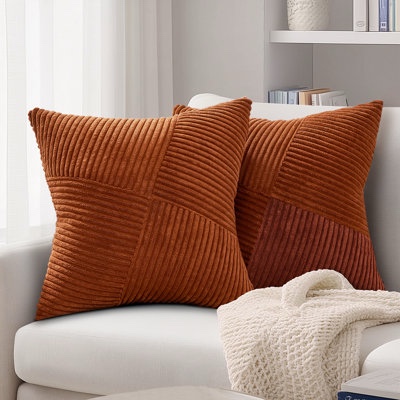 corduroy striped square throw pillow cover