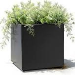 20Wx20Dx21H Large Modern Cube Planter – Galvanized Steel Outdoor Flower Pot with Drainage Holes & Adjustable Feet for Patio, Deck, or Balcony – Easy 5-Minute Assembly, Rustproof Black