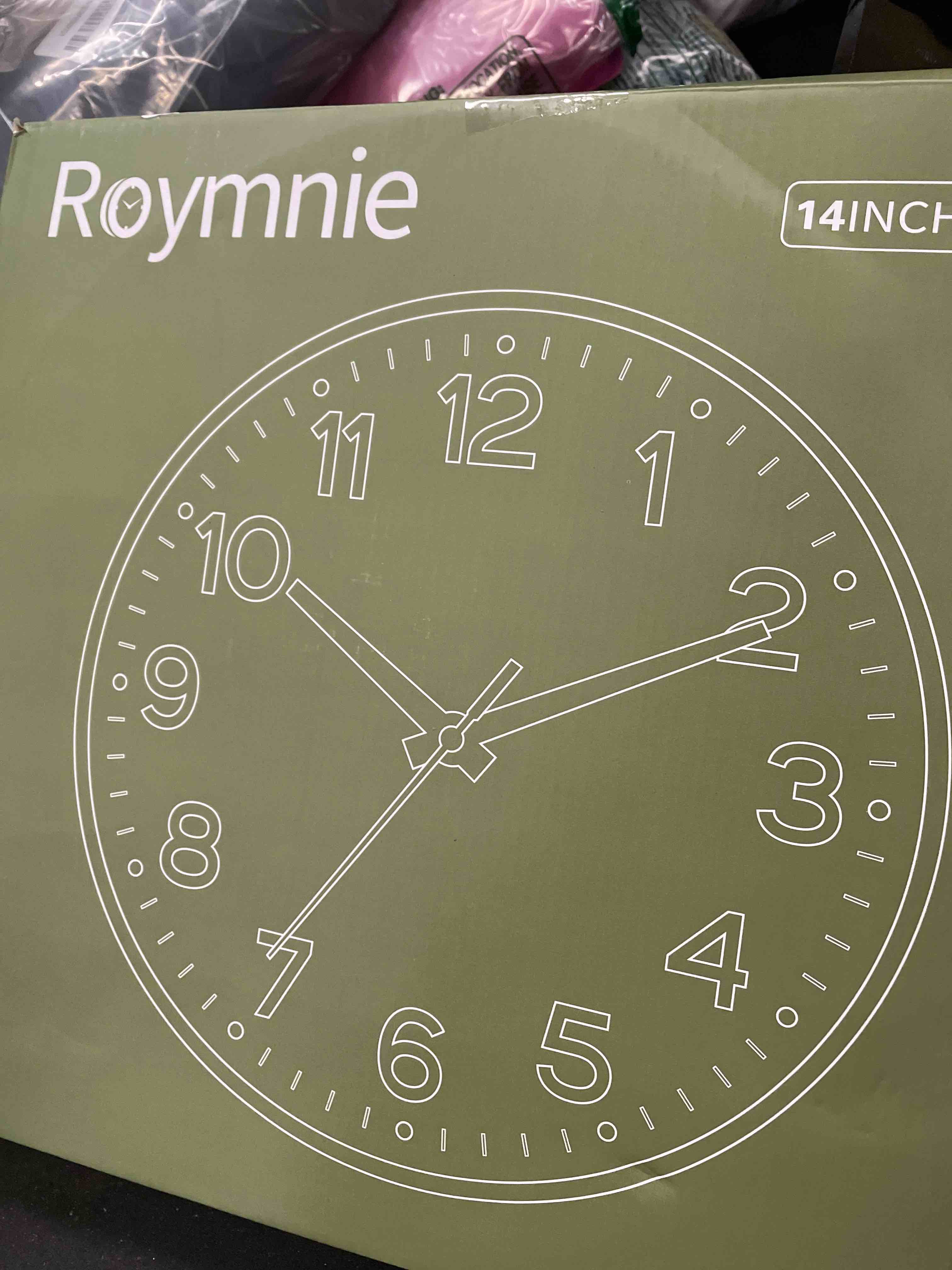 Roymnie Wall Clock 14 Inch Silent Green Wall Clocks Battery Operated- Modern Non Ticking Analog Cloc