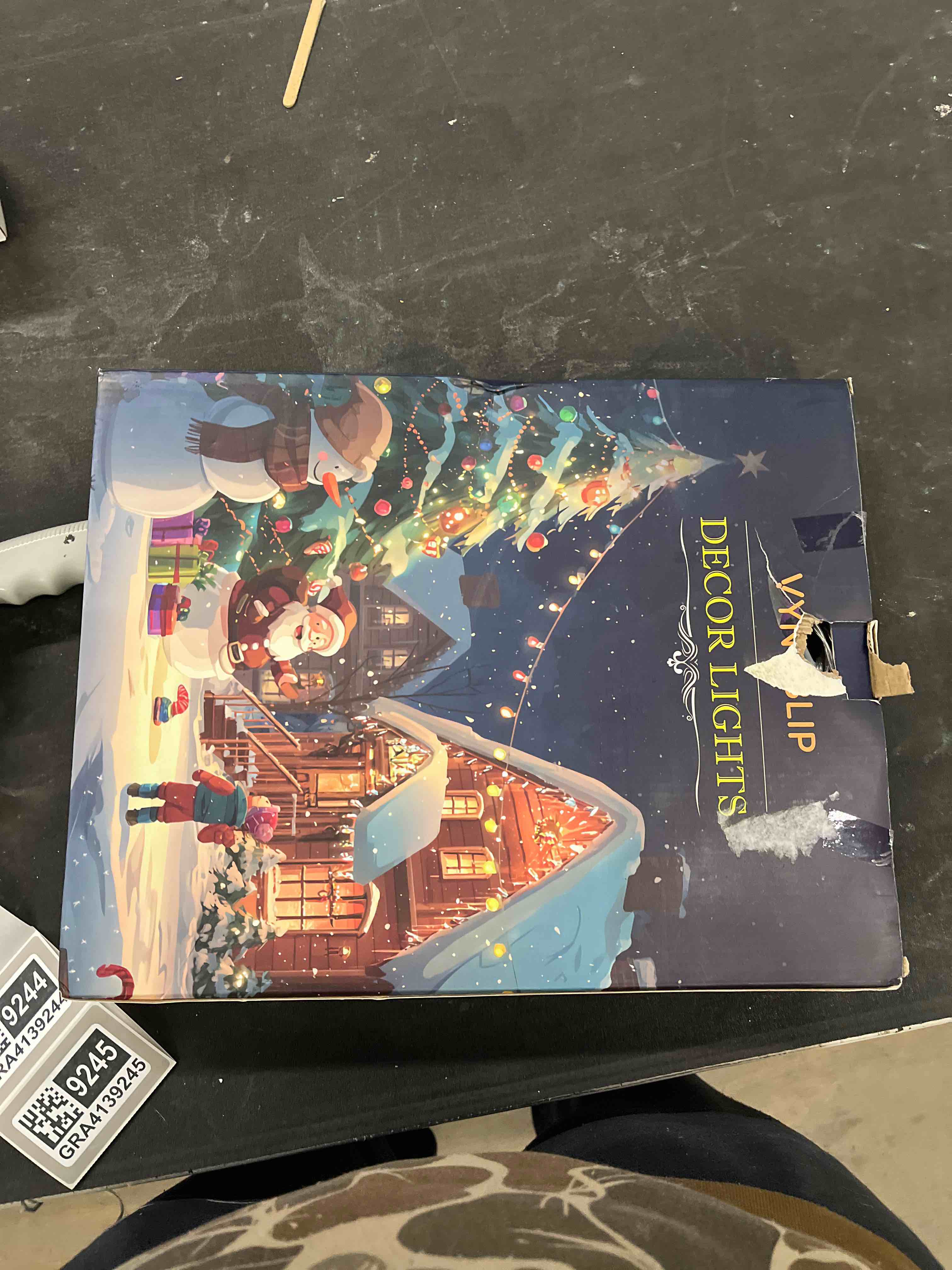 Condition photo showing Good Condition for Christmas Waterfall Outdoor String Lights, Christmas Tree Lights with Topper 335 LED 11.48ft 9 Strands, 8 Lighting Modes Holiday New Year Decoration Lights for Wedding Yard Party Home Indoor Decor Multicolor