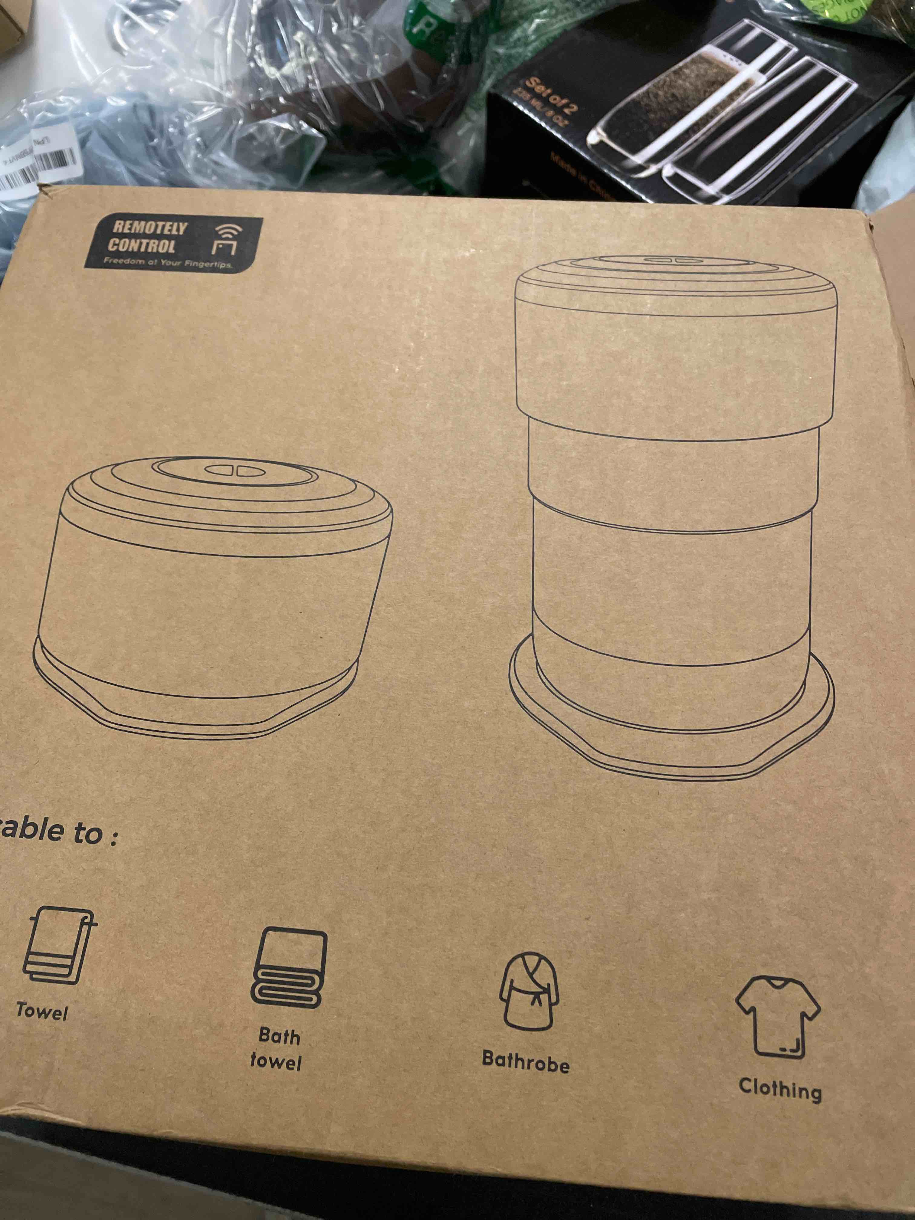 Condition photo showing Good Condition for Foldable Towel Warmer for Bathroom, 21L Large Capacity Hot Towel Warmer - Fits 2 Oversized Towels, Blankets, Bathrobes, Spa-Like Towel Heater with 4 Timers, Auto Shut Off and Ambient Lighting White