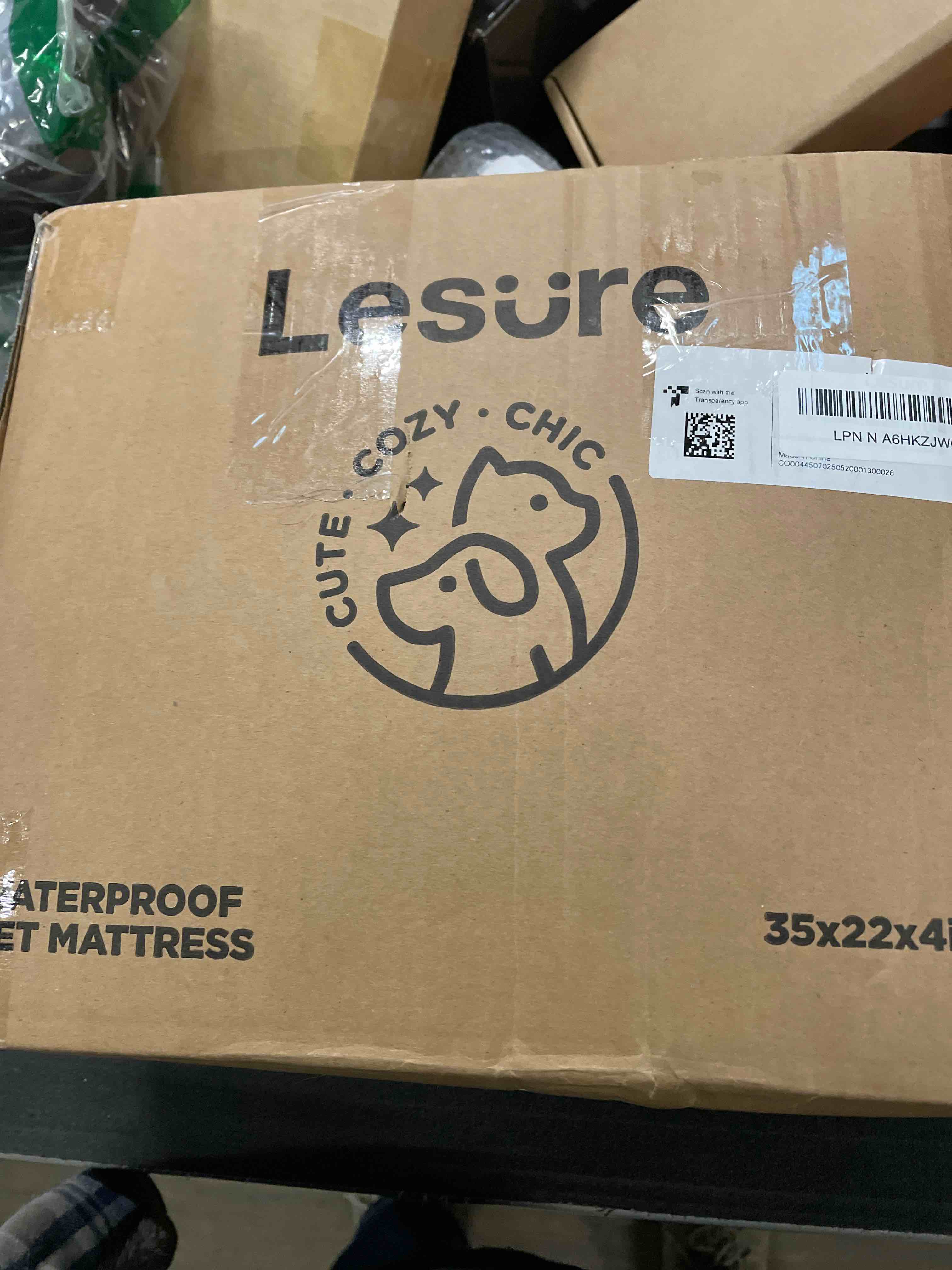 Condition photo showing Good Condition for LE SURE Dog Beds Large Sized-Thick Shredded Chopped Foam Pet Bed Indoor with Removable Cover, Cute Modern Fuzzy Plush & Anti Slip Bottom, Brown 35.0"L x 22.0"W x 4.0"Th Brown Checks