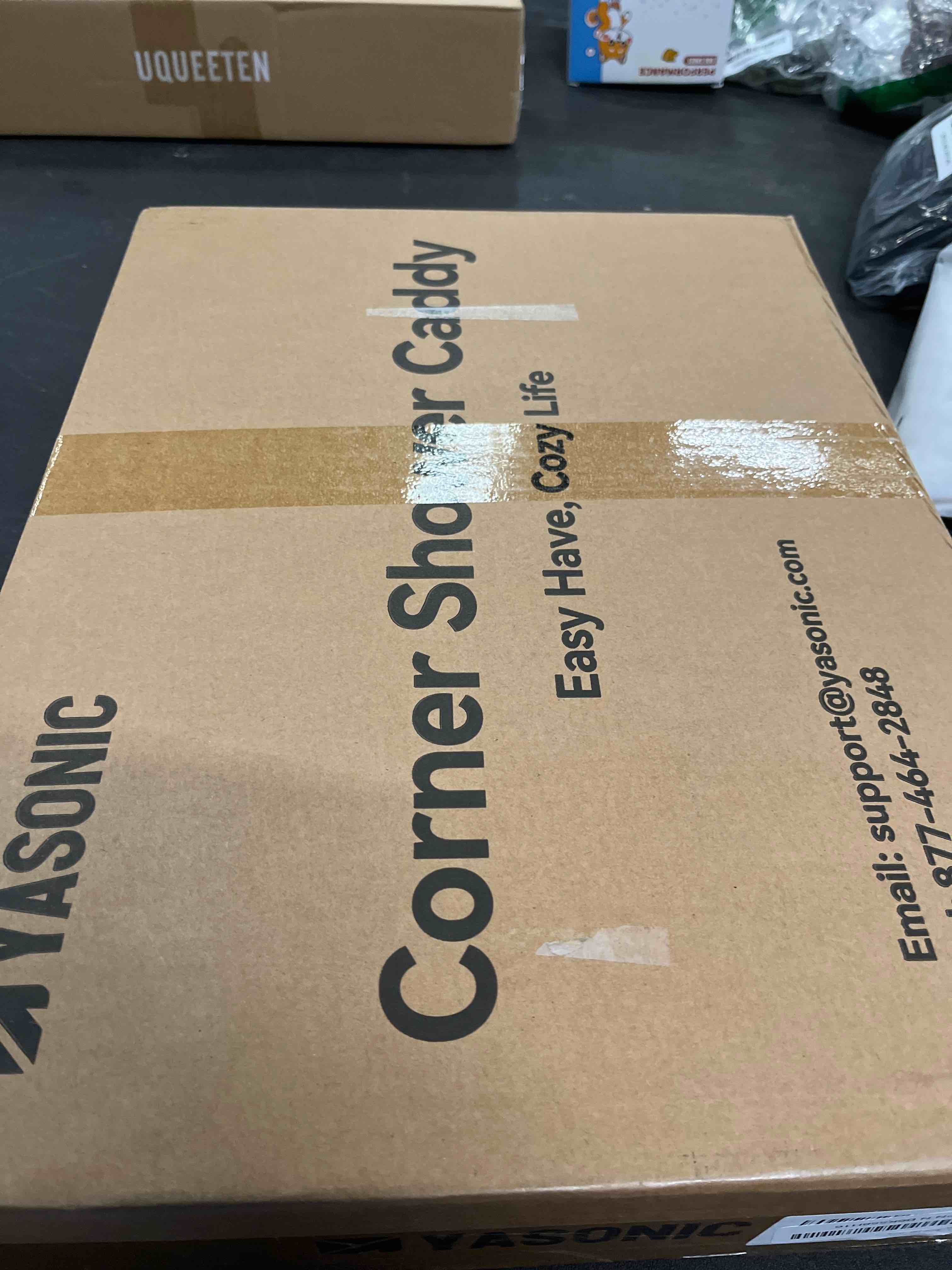 Condition photo showing Good Condition for YASONIC Corner Shower Caddy Tension Pole, 25.7-109.1in Adjustable Shower Shelves, Rust-Resistant Shower Organizer, No-Drill 3-Step Installation, Bathroom Shelves for Renters & Family, Black