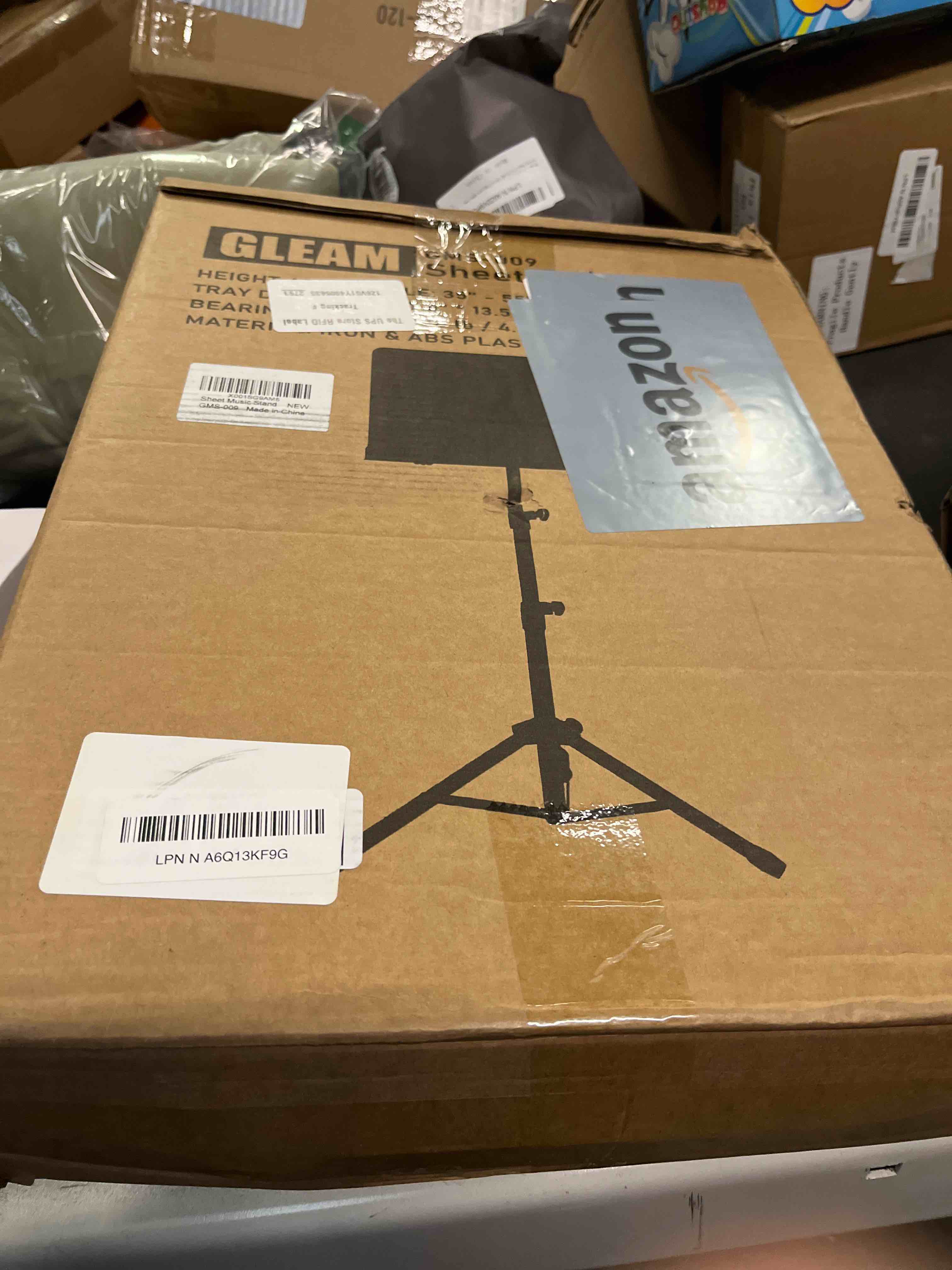 Condition photo showing Good Condition for GLEAM Sheet Music Stand - Full Metal with Carrying Bag, Phone Holder, Sheet Music Folder and Clip, 5 in 1 Desktop Book Stand - Black