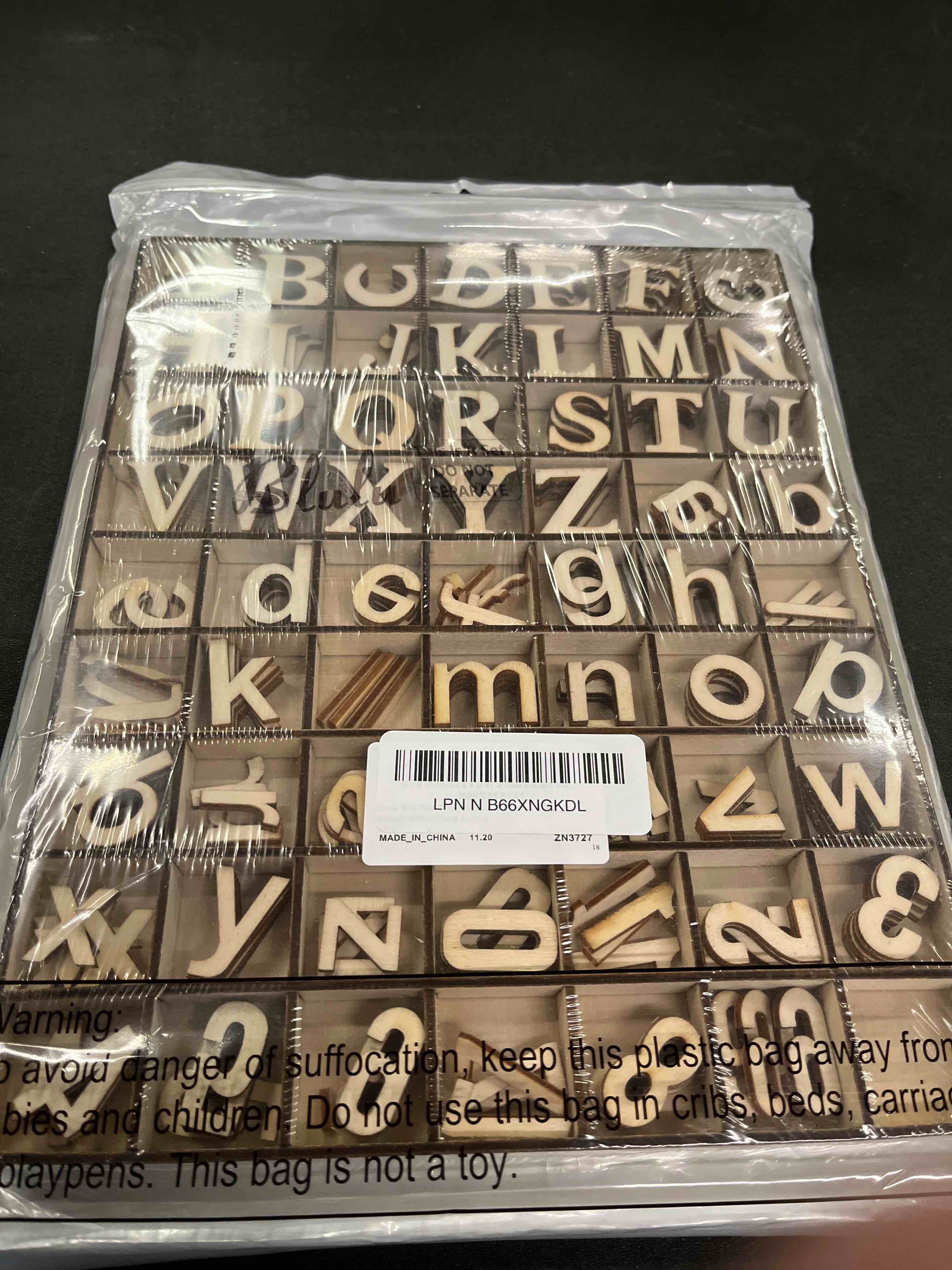 Condition photo showing Good Condition for 248 Pcs 1 Inch Wood Alphabet Letters and Wooden Numbers Blank Unfinished Wooden Letters for Crafts Wooden Numbers with Rustic Storage Tray for Spelling Learning Education (Wood Color, Classic Style)