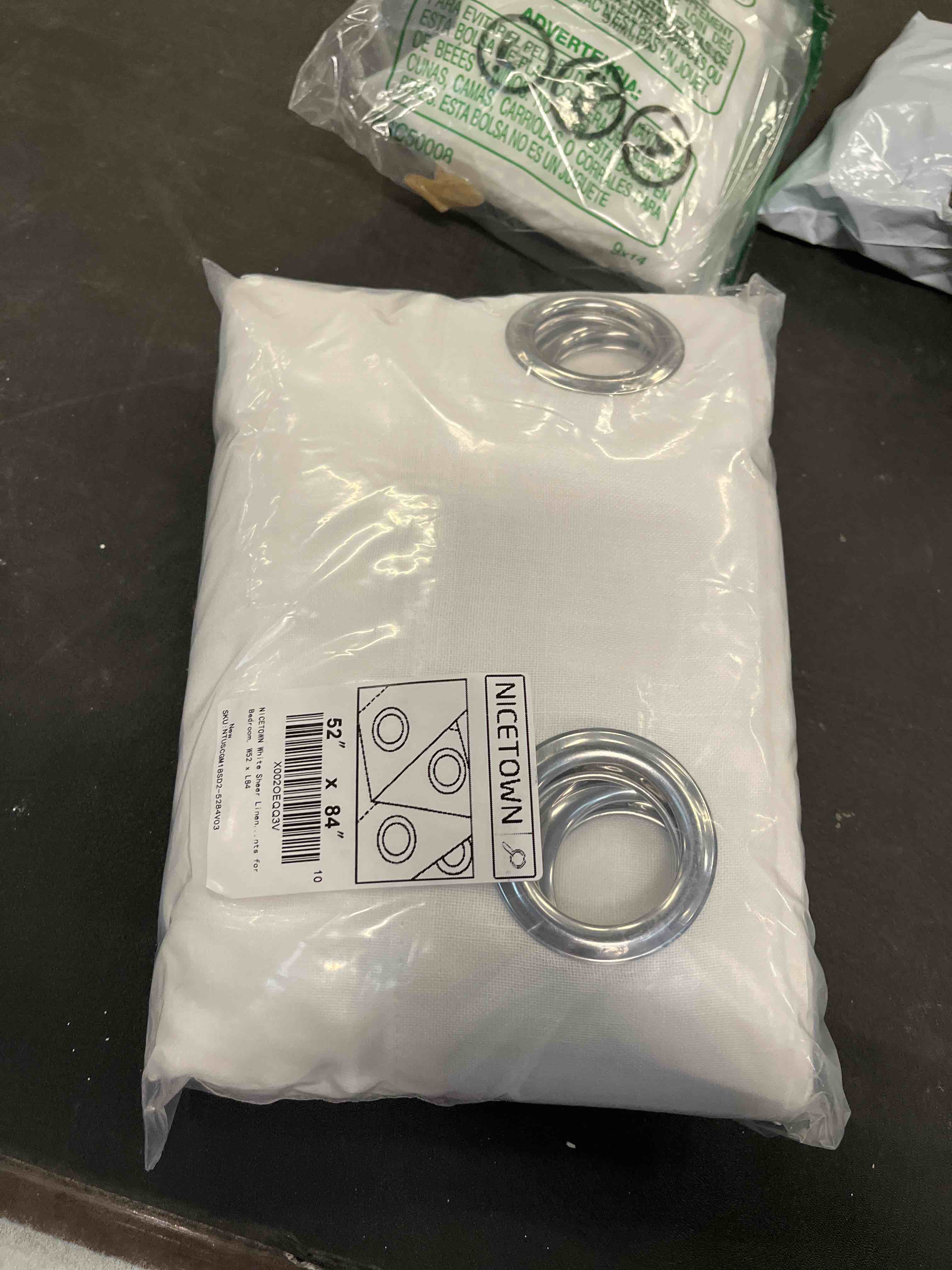 Condition photo showing Good Condition for NICETOWN White Sheer Linen Curtains for Living Room 84 inch Length 2 Panels Set, Grommet Semi Sheer Privacy with Light Filtering Flax Window Treatments for Bedroom, W52 x L84 52"W x 84"L (Pack of 2) White