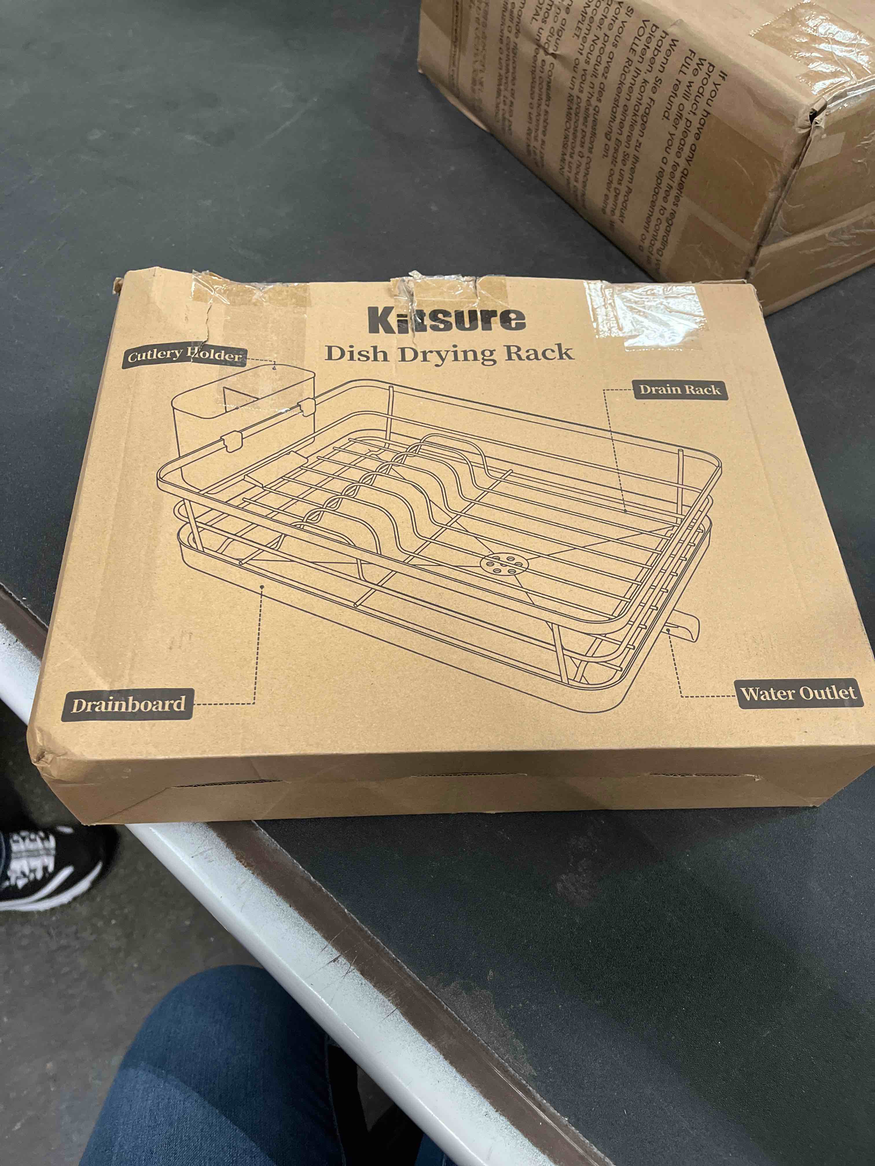 Condition photo showing Good Condition for Kitsure Dish Drying Rack for Kitchen Counter, Stainless Steel Sink Organization and Storage Essentials with Cutlery Holder, Home and Appartment Decor, 12''W x 15.5''L, Black Black 12''W x 15.5''L