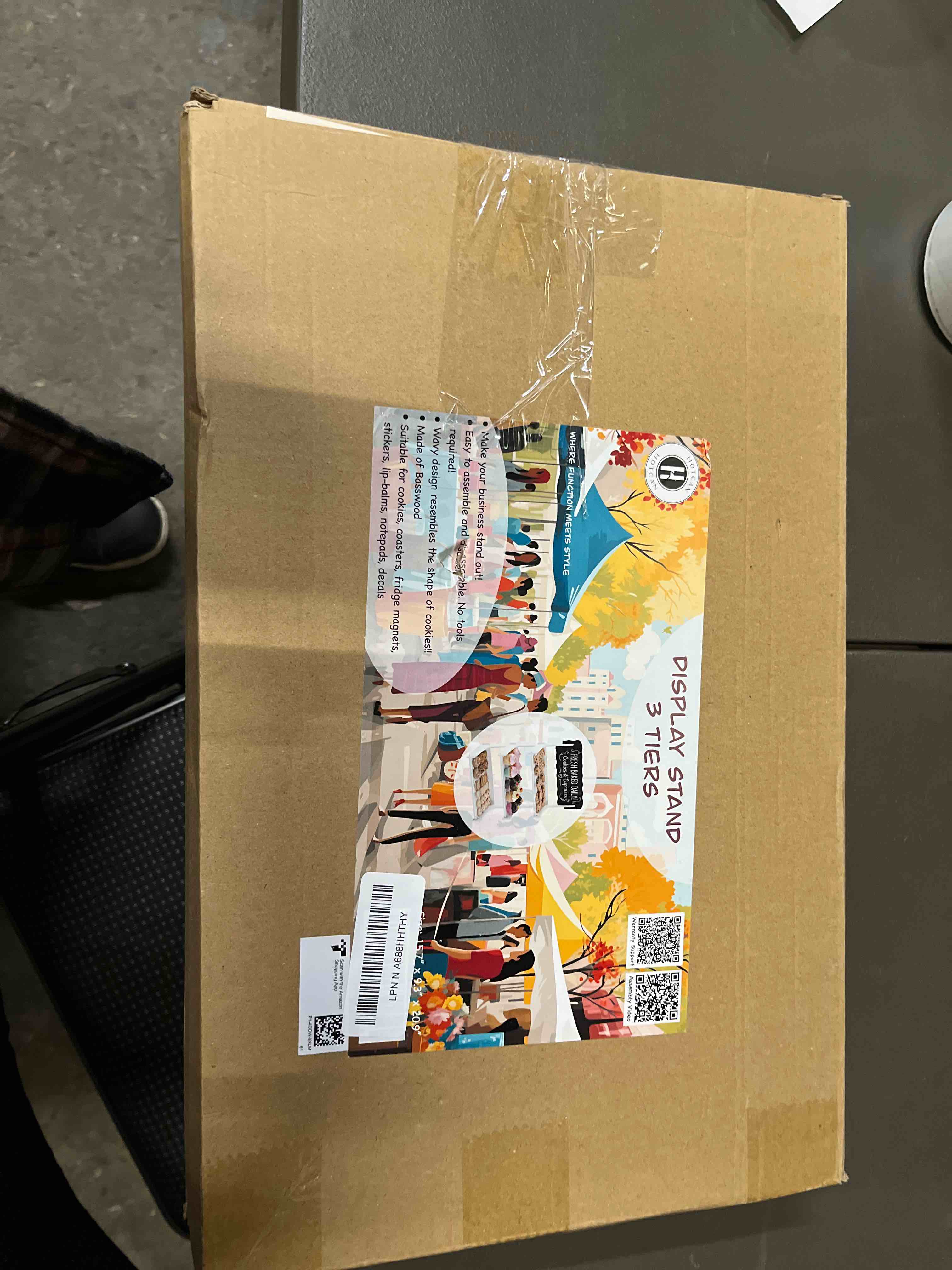 HOTCAN Cookie Display Stand for Bakers & Vendors with Acrylic Front - Wooden Cookie Stand with Chalk