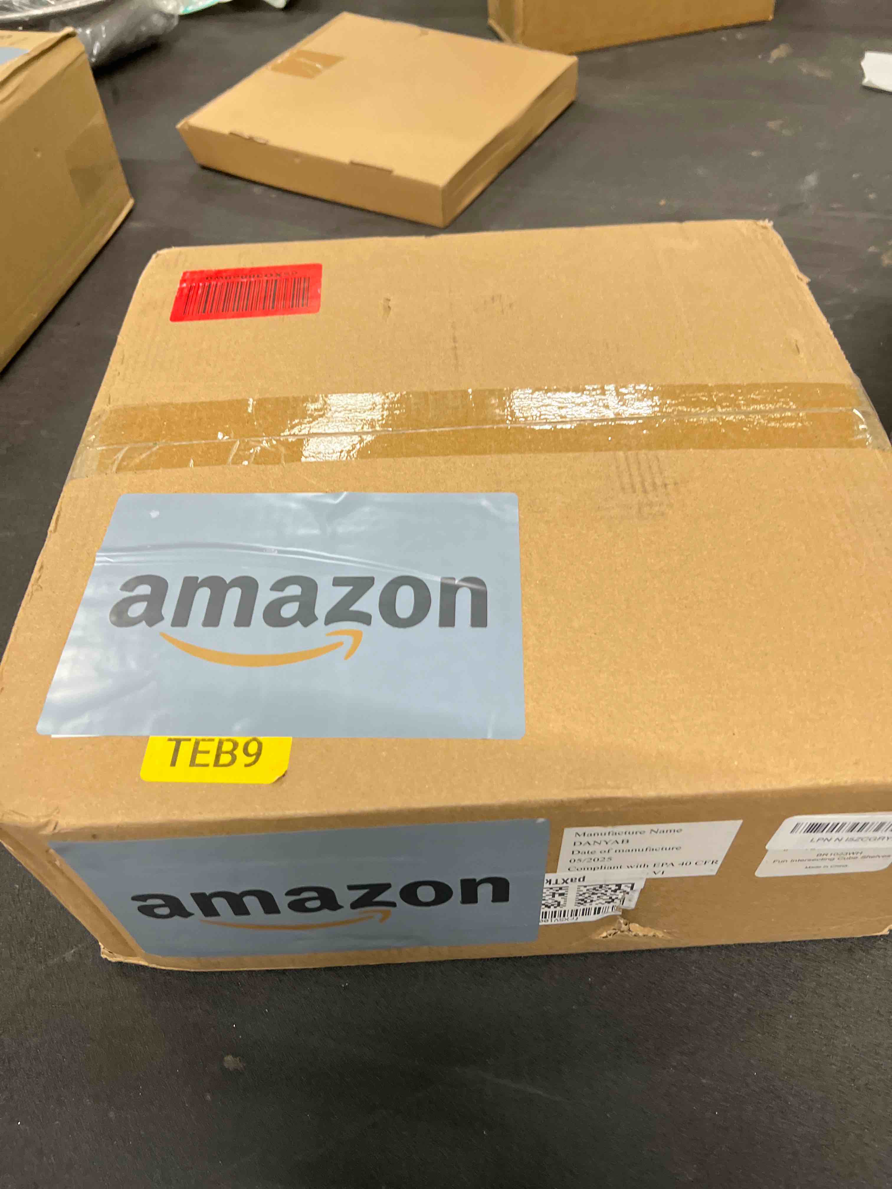 Condition photo showing As Is for Danya B. Decorative Wall Mount Floating Intersecting Cube Accent Wall Shelf (White)