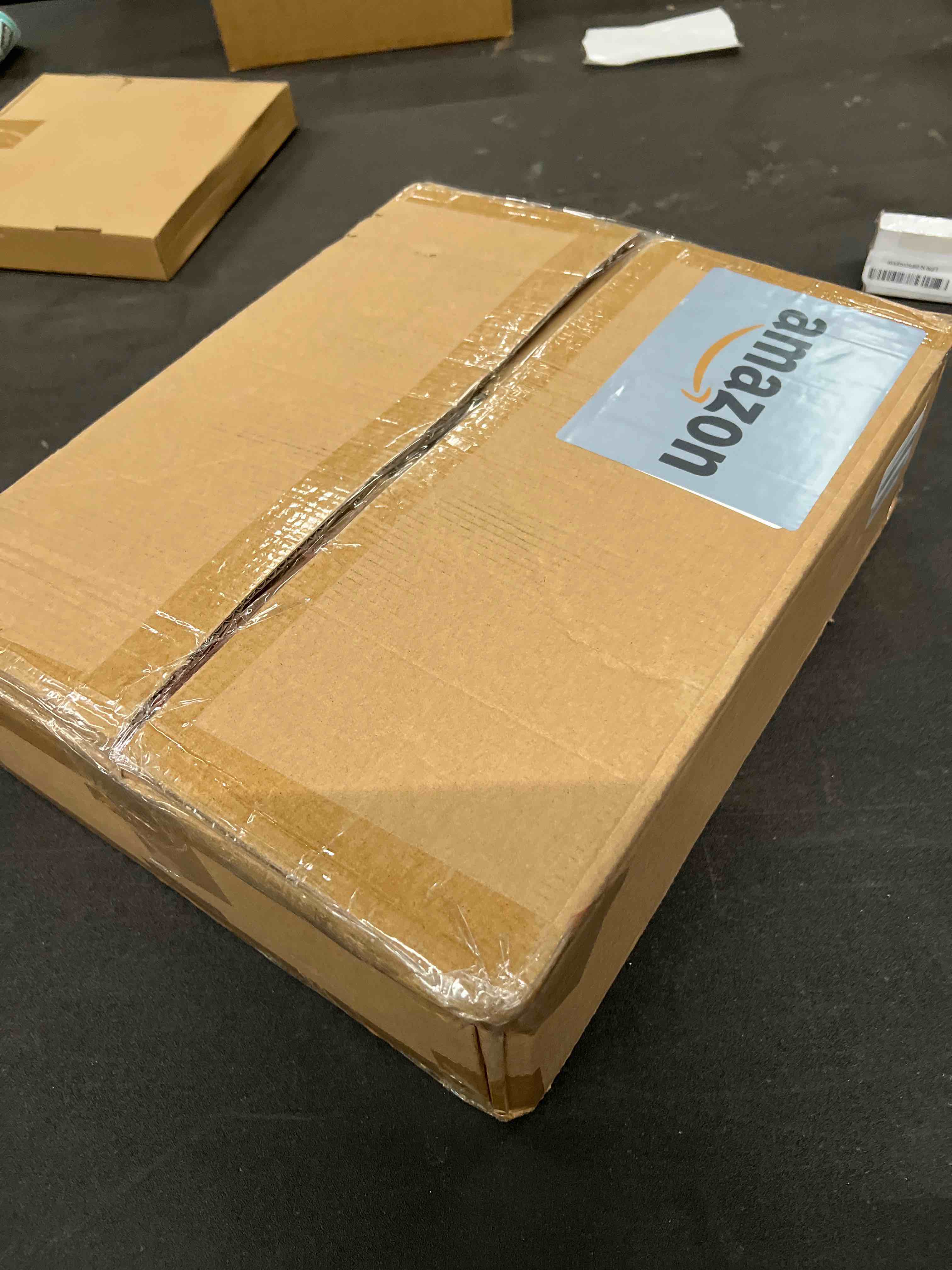 Condition photo showing As Is for Extra Large Corner Bread Box for Kitchen Countertop, 16.5 Inch Charred Pine 2-Tier Breadbox with Glass Wavy Door Panel, Vintage Farmhouse Style Wood Design Pine Wood