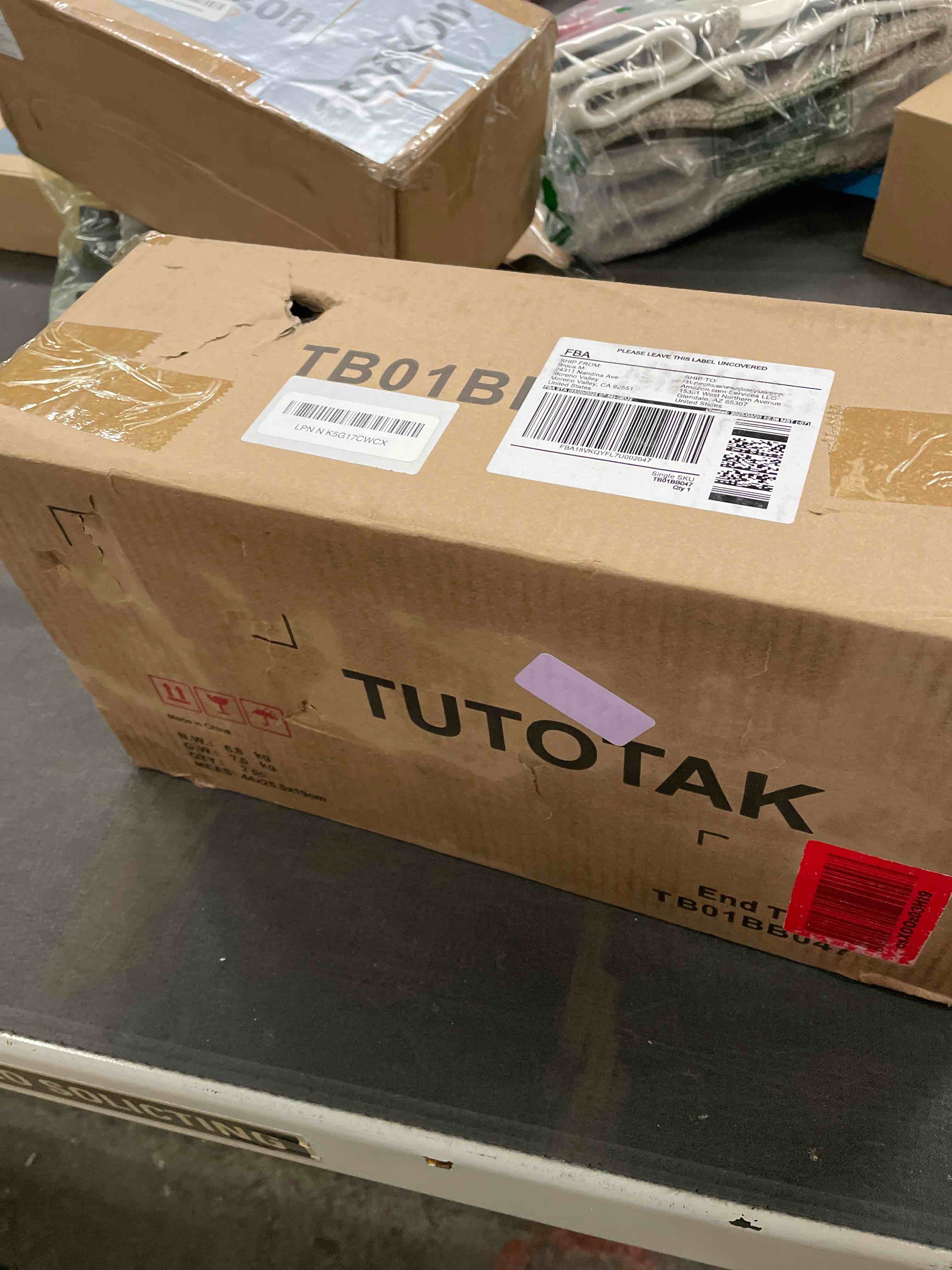 Condition photo showing Good Condition for TUTOTAK Small Narrow Side Table with Charging Station, Set of 2 Skinny End Table for Small Spaces, Slim Nightstand with USB Ports and Outlet,Sofa Beside Table with Wheels, Brown TB01BB047 2 PC With Plug Brown