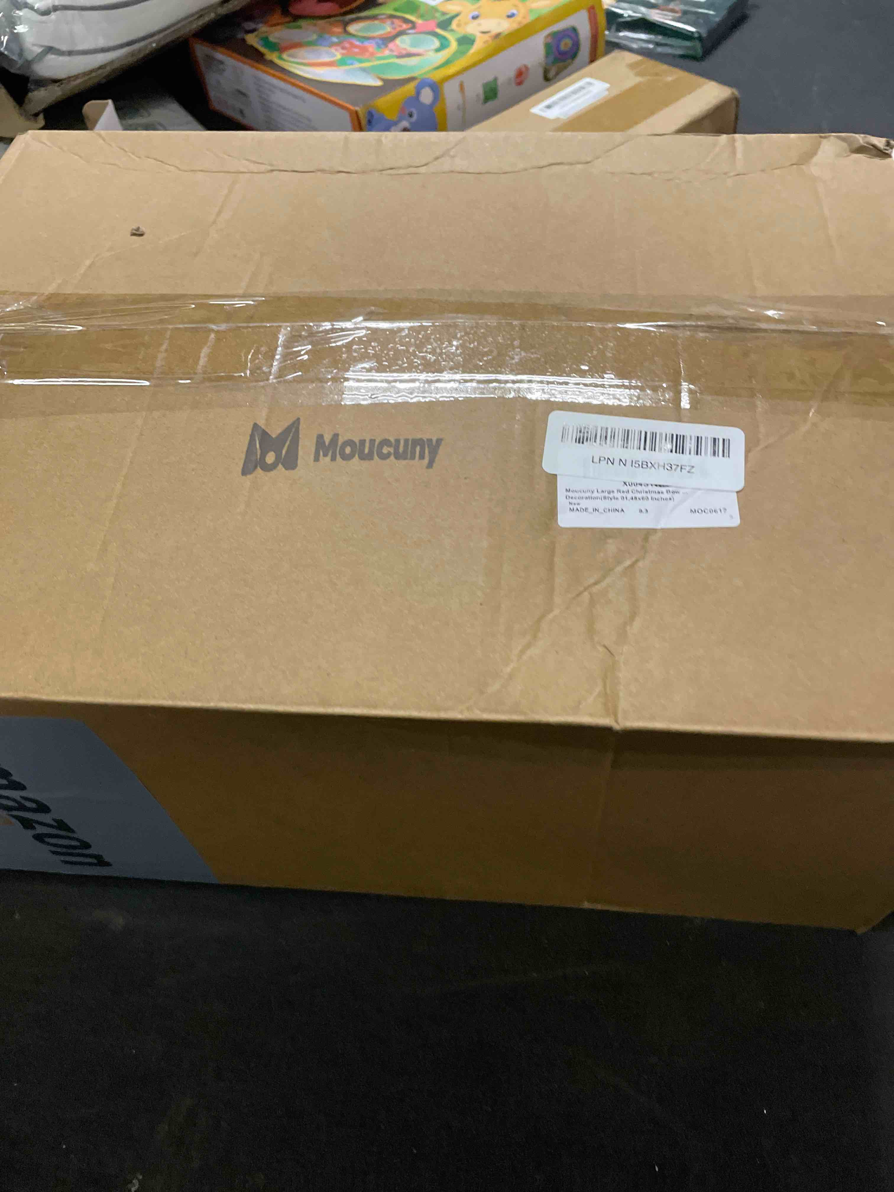 Condition photo showing Good Condition for 48 x 60 Inch Large Outdoor Red Christmas Bow Decorations, Waterproof Giant 4-Loop Xmas Decorative Bow for Garage Door Porch Gate House Front Yard Holiday Decorations 48x60 Inches Wine Red