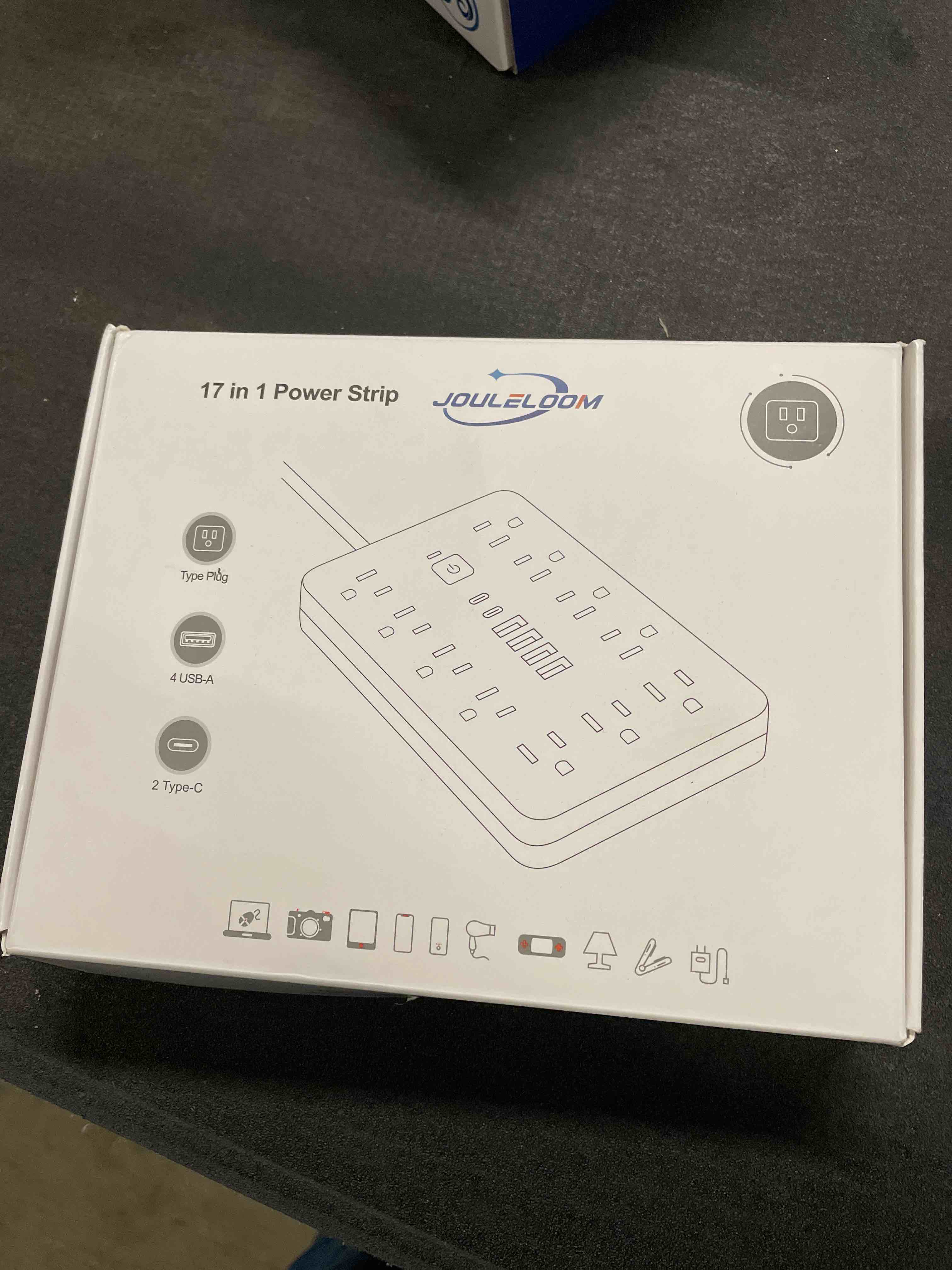 Condition photo showing Good Condition for 6 FT Flat Plug Surge Protector Power Strip,11 Multiple AC Outlets with 6 USB Ports (2 USB C), 6 Feet Extension Cord, 1250W/10A, One Touch Switch Button, 17 in 1 Compact powerstrip 6 FT Black