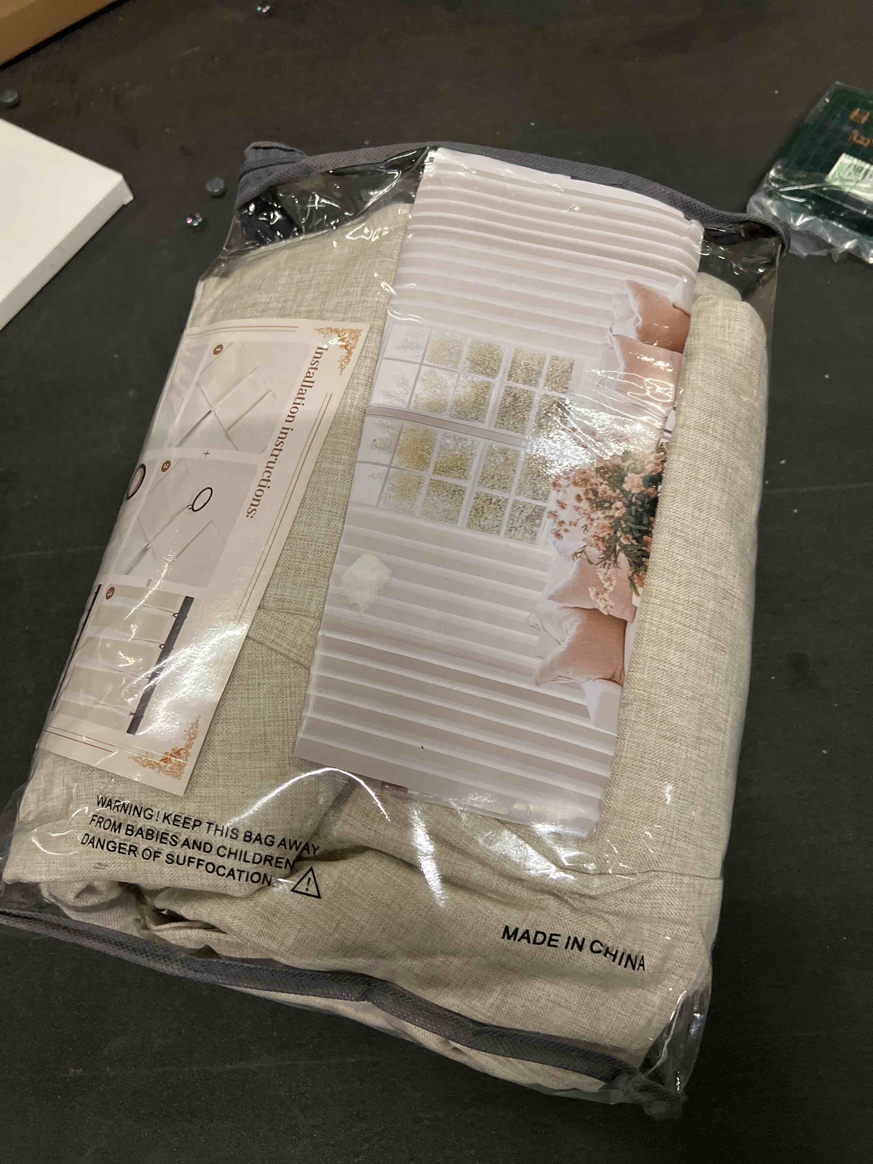 Condition photo showing As Is for Natural Linen Pinch Pleated Blackout Curtains & Drapes 96 Inch Long Bedroom/Livingroom Farmhouse Curtains 2 Panel Sets, Neutral Track Room Darkening Thermal Insulated 8ft Back Tab Window Curtain Natural 40"W x 96"L (Pack of 2)