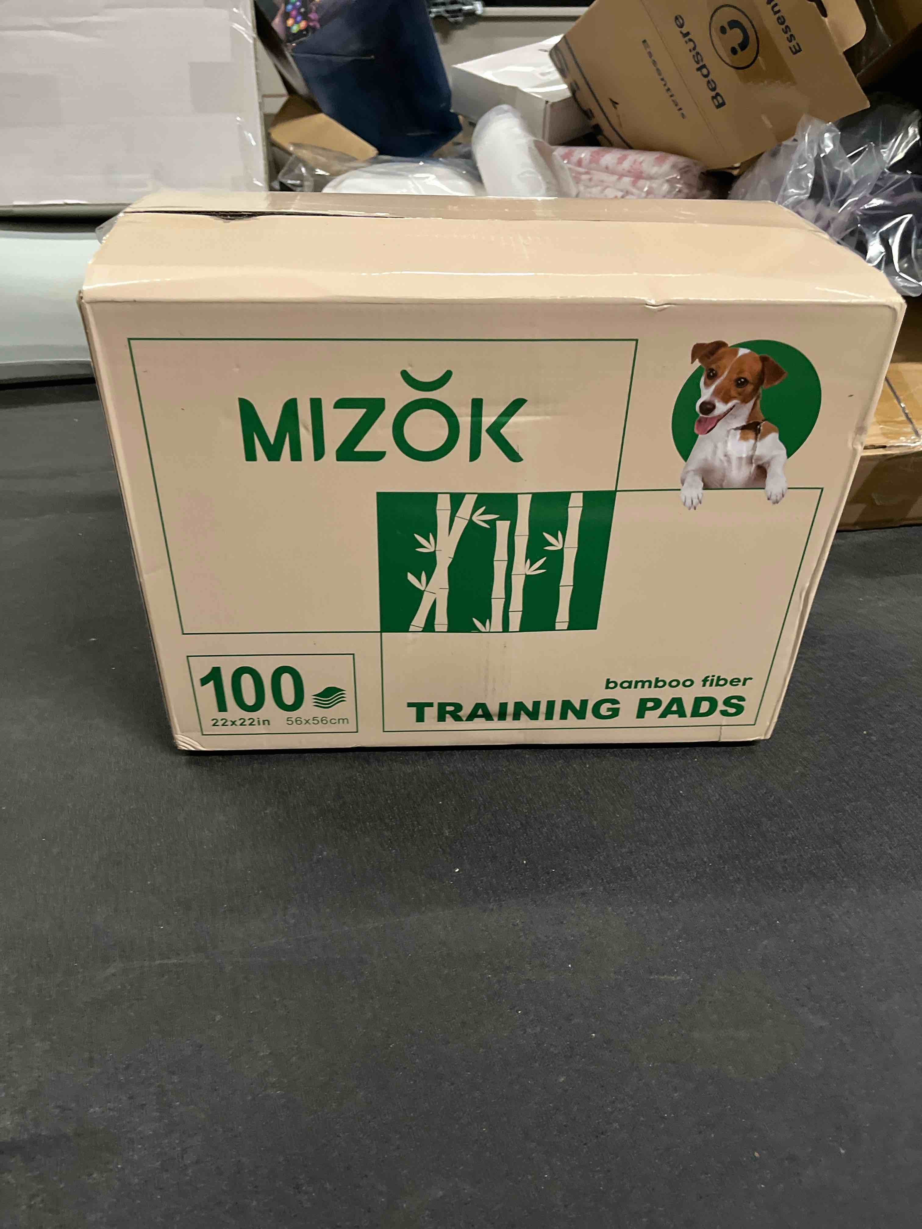 Condition photo showing Good Condition for MIZOK Puppy Pads Small 22x22 Pee Pads for Dogs Bamboo Odor Eliminating & 6-Layer Absorbent Leak-Proof Dog Pee Pads Potty Training with Adhesive Tabs, Disposable (100 Counts) Standard 22''x22'' 100 Count
