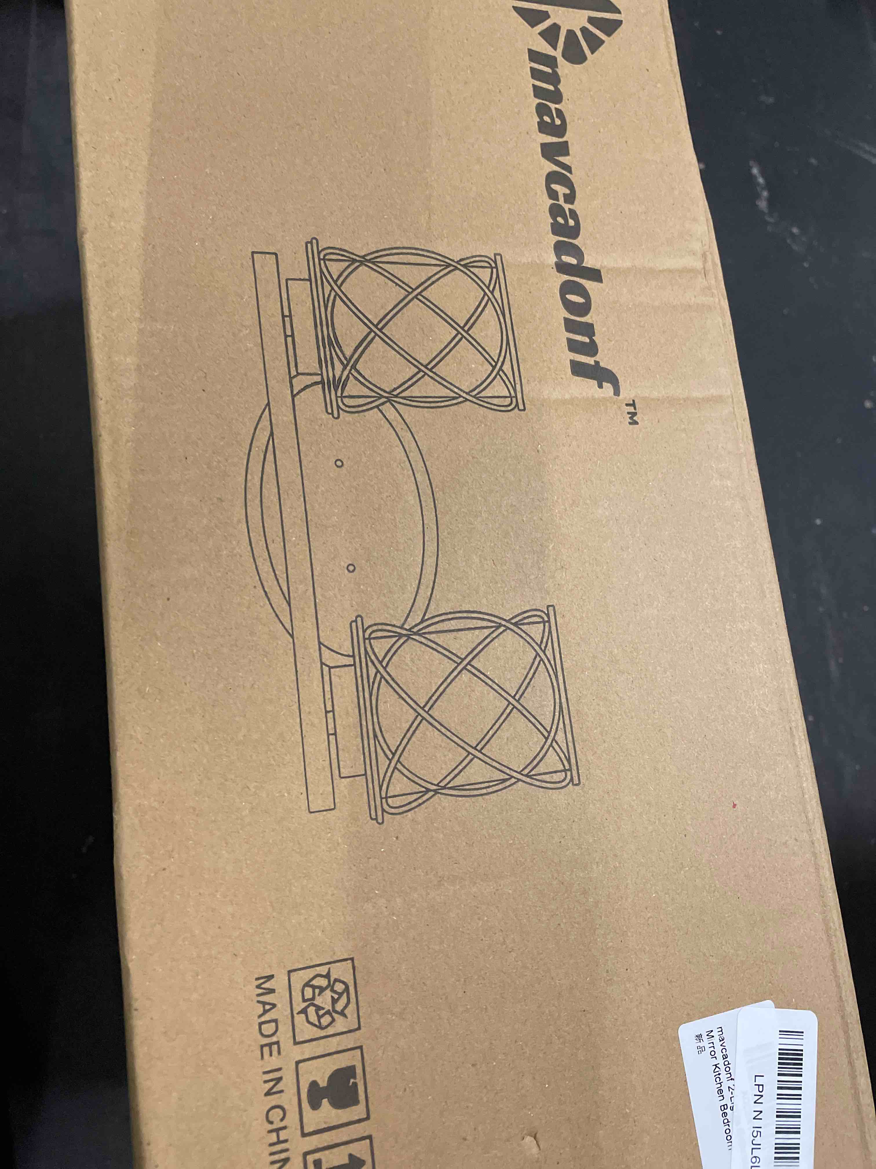 Condition photo showing Good Condition for mavcadonf 2-Lights Vanity Lights, Bathroom Light Fixtures Over Mirror, Brushed Nickel Vanity Light, Farmhouse Wall Lights with Clear Glass Shade, Bathroom Wall Lamp for Mirror Kitchen Bedroom Brushed Nickel 2-Lights