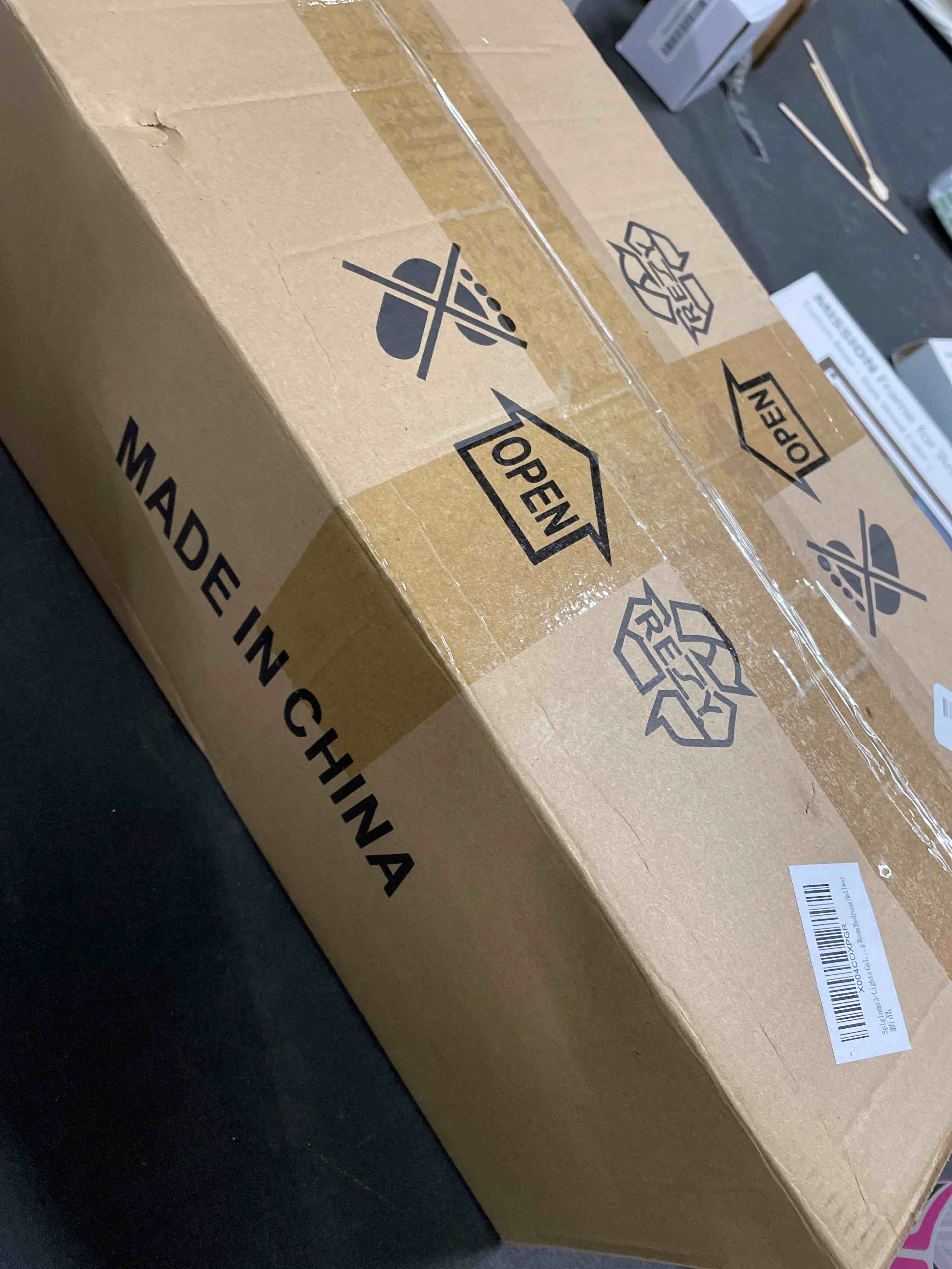 Condition photo showing Good Condition for 3-Lights Gold Bathroom Light Fixtures, Bathroom Vanity Light Over Mirror, Brushed Gold Wall Lights with Glass Shades, Indoor Wall Mounted Lamp for Living Room Bedroom Hallway Brushed Gold 3-Lights