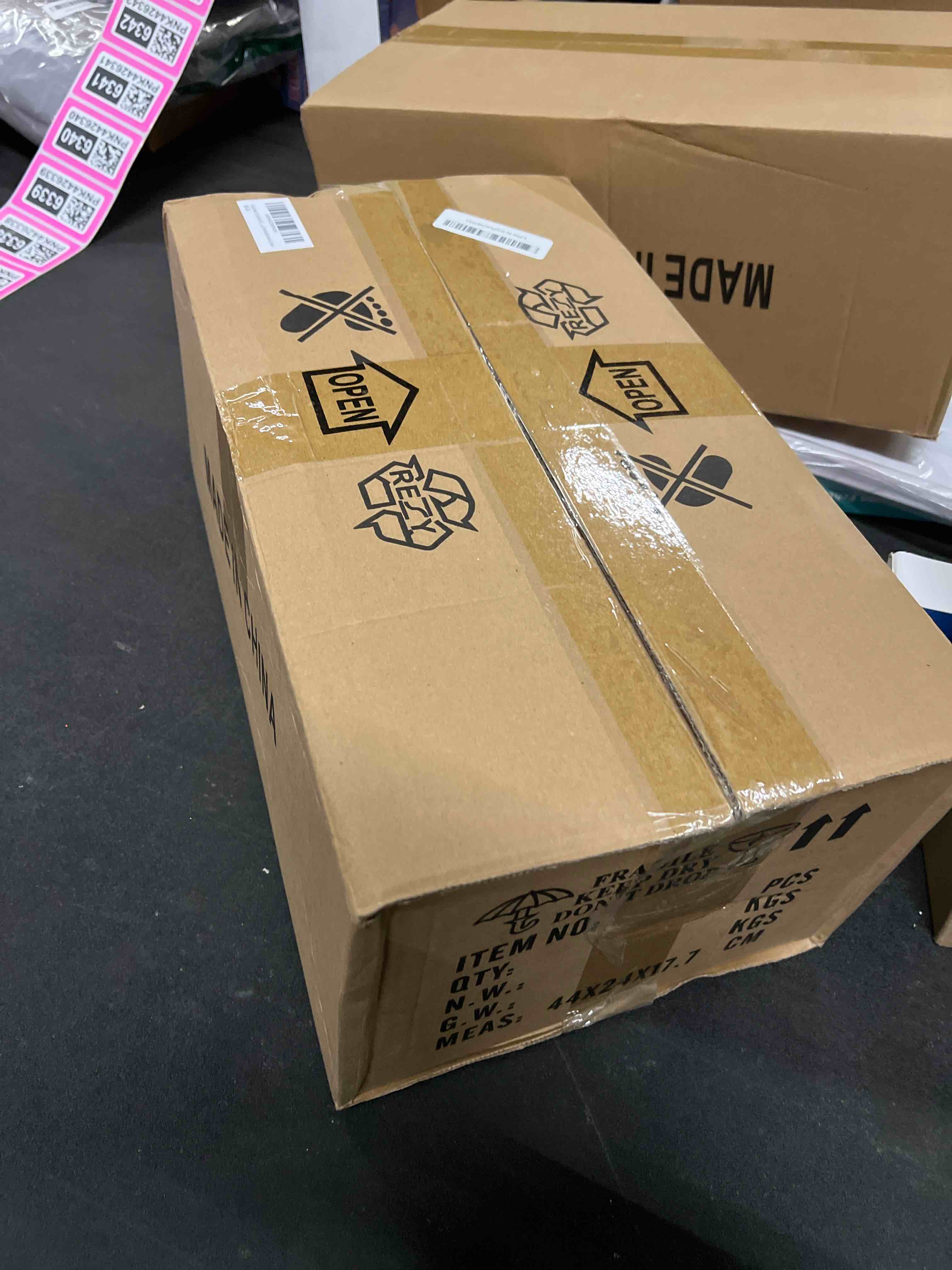 Condition photo showing As Is for 3-Lights Gold Bathroom Light Fixtures, Bathroom Vanity Light Over Mirror, Brushed Gold Wall Lights with Glass Shades, Indoor Wall Mounted Lamp for Living Room Bedroom Hallway Brushed Gold 3-Lights