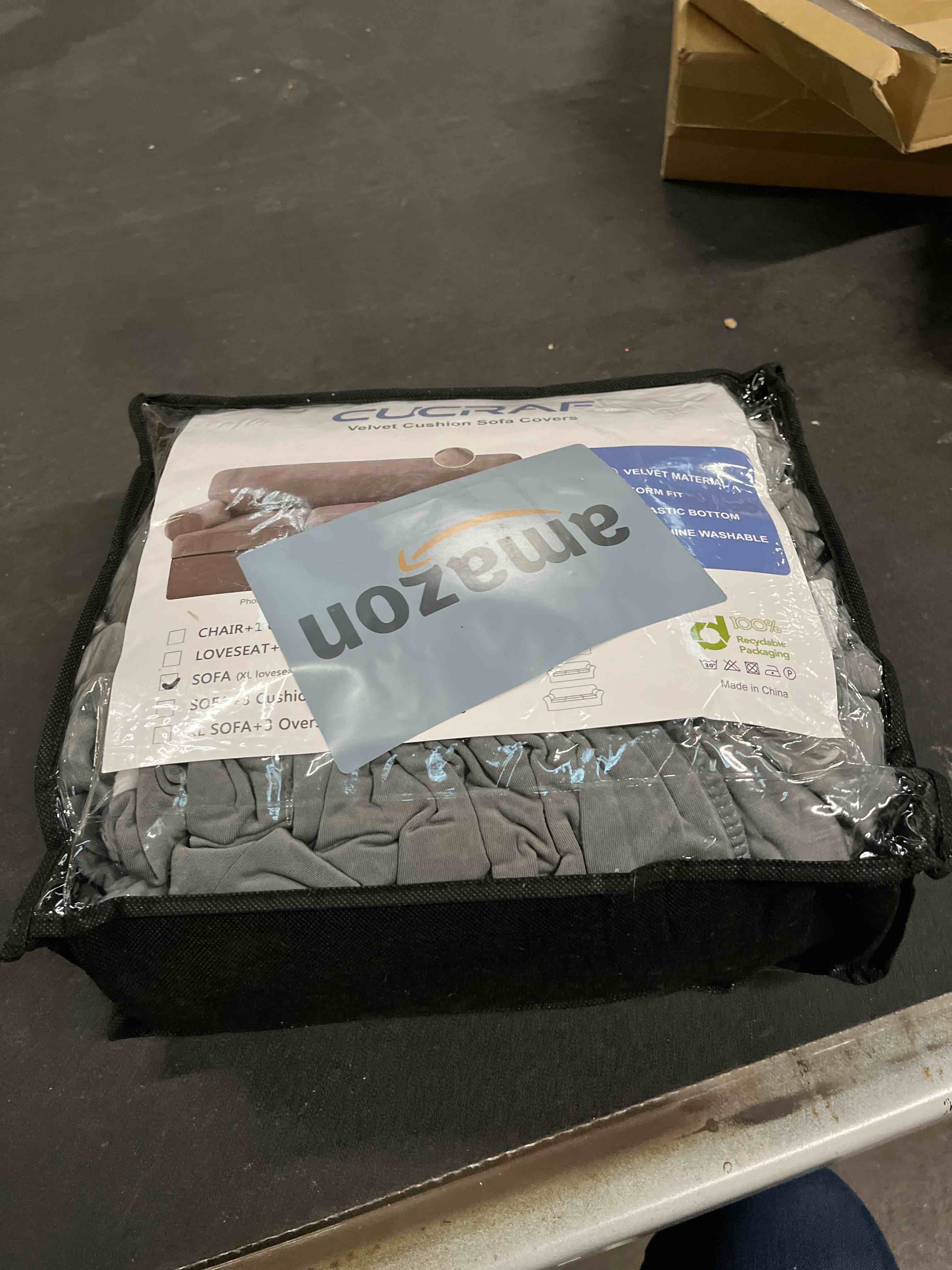 Condition photo showing Good Condition for CUCRAF Cushion Sofa Cover 3 Piece Slipcovers, Soft Thick Velvet Couch Cover for Living Room, Washable High Stretch Furniture Protector with 2 Cushion Sofas Slipcover, (Large, Grey) Grey 2 Cushion Sofa