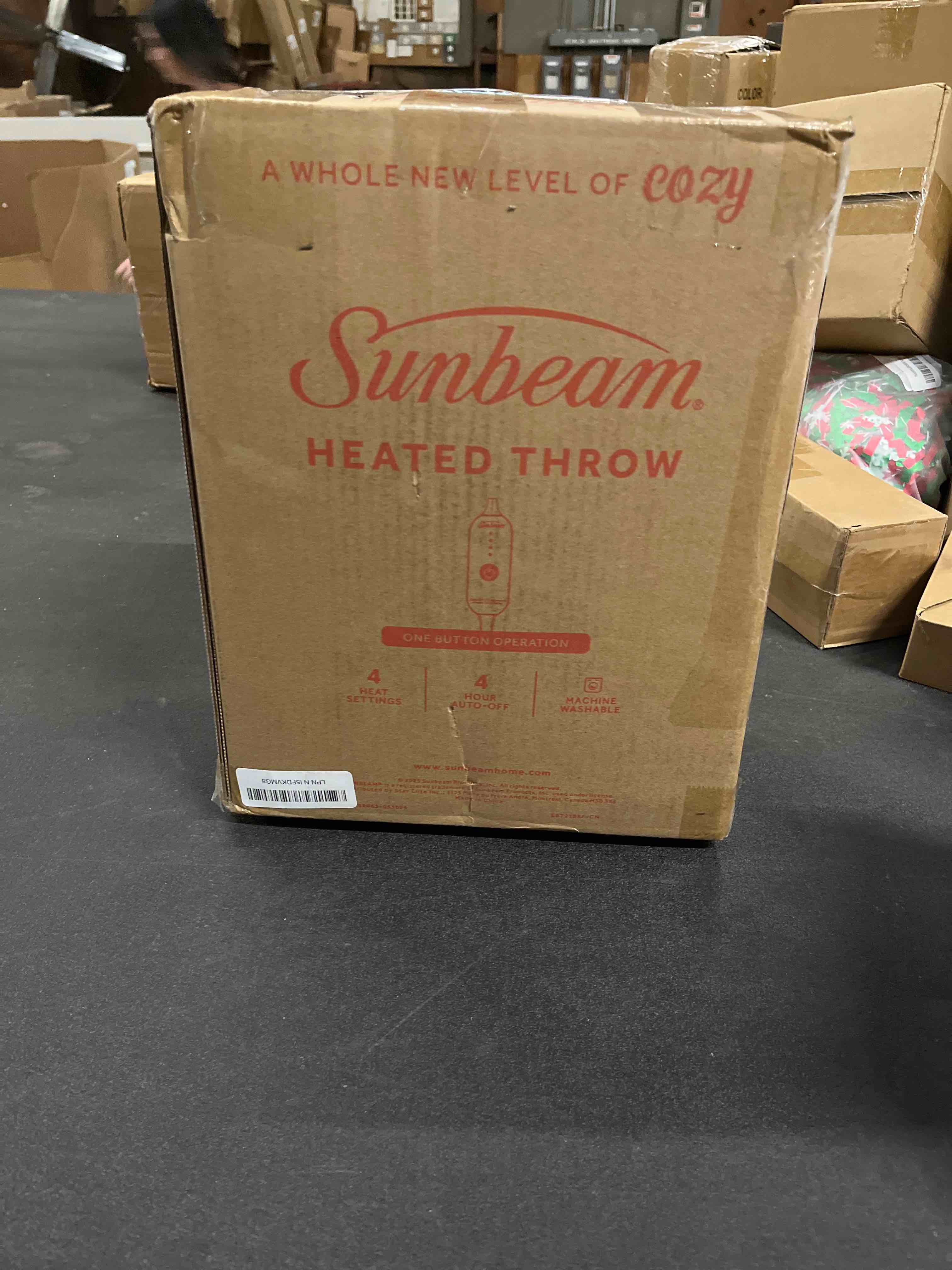 Condition photo showing Good Condition for Sunbeam Royal Sherpa Foot Pocket Heated Throw Electric Blanket, 50" x 60", 4 Heat Settings, 4-Hour Auto Shut-Off, Warming Throw for Couch or Bed, Fast Heating, Machine Washable, Natural Throw Natural