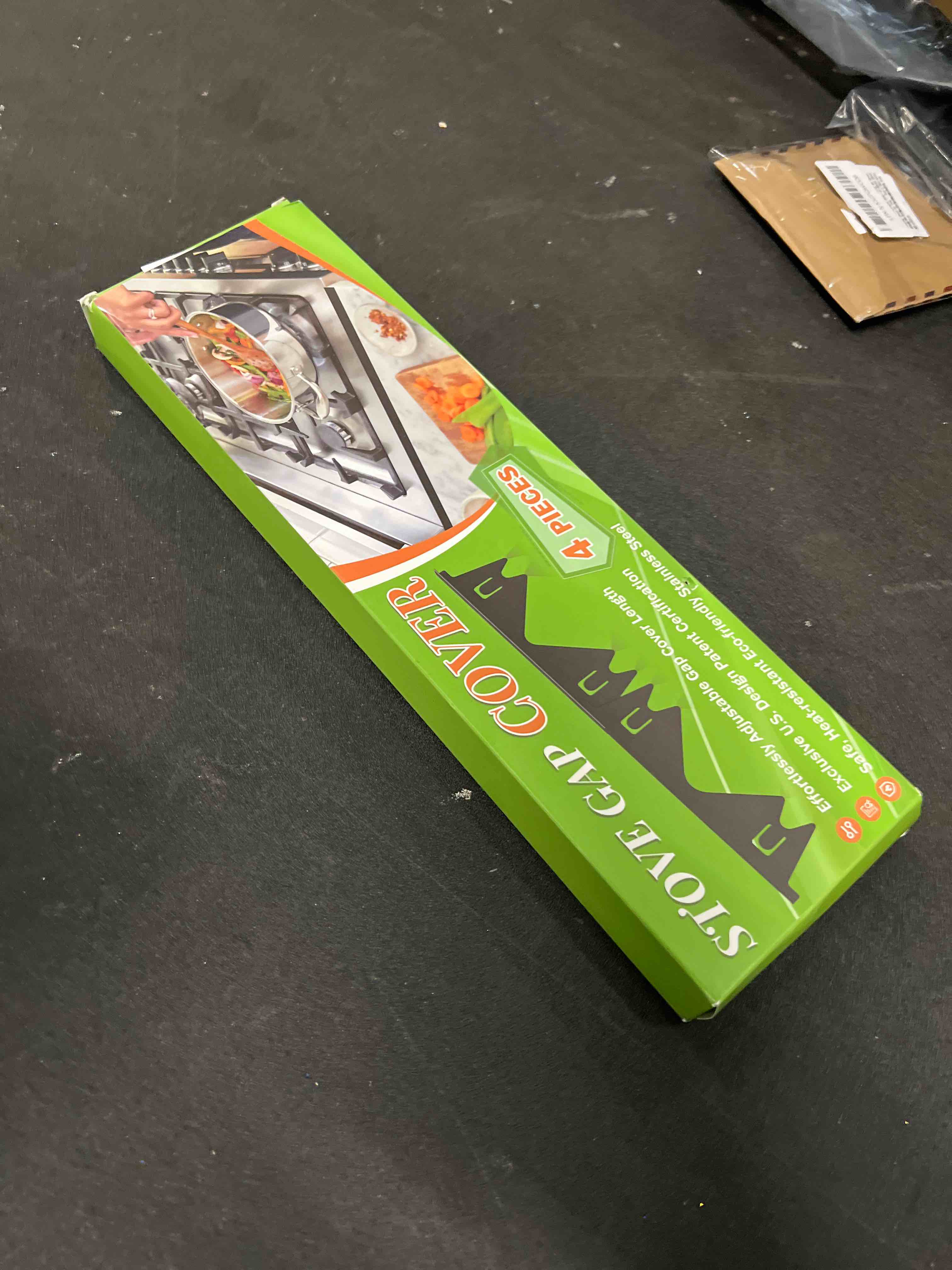 Condition photo showing As Is for Stove Gap Covers Stainless Steel, 2 Pack Stove Gap Filler Easy Retractable Length 13.8" to 27.5", Width 0.79" ALMCALS Stove Gap Guards Range Trim Kit, Heat Resistant Guard Between Stove Top & Counter White
